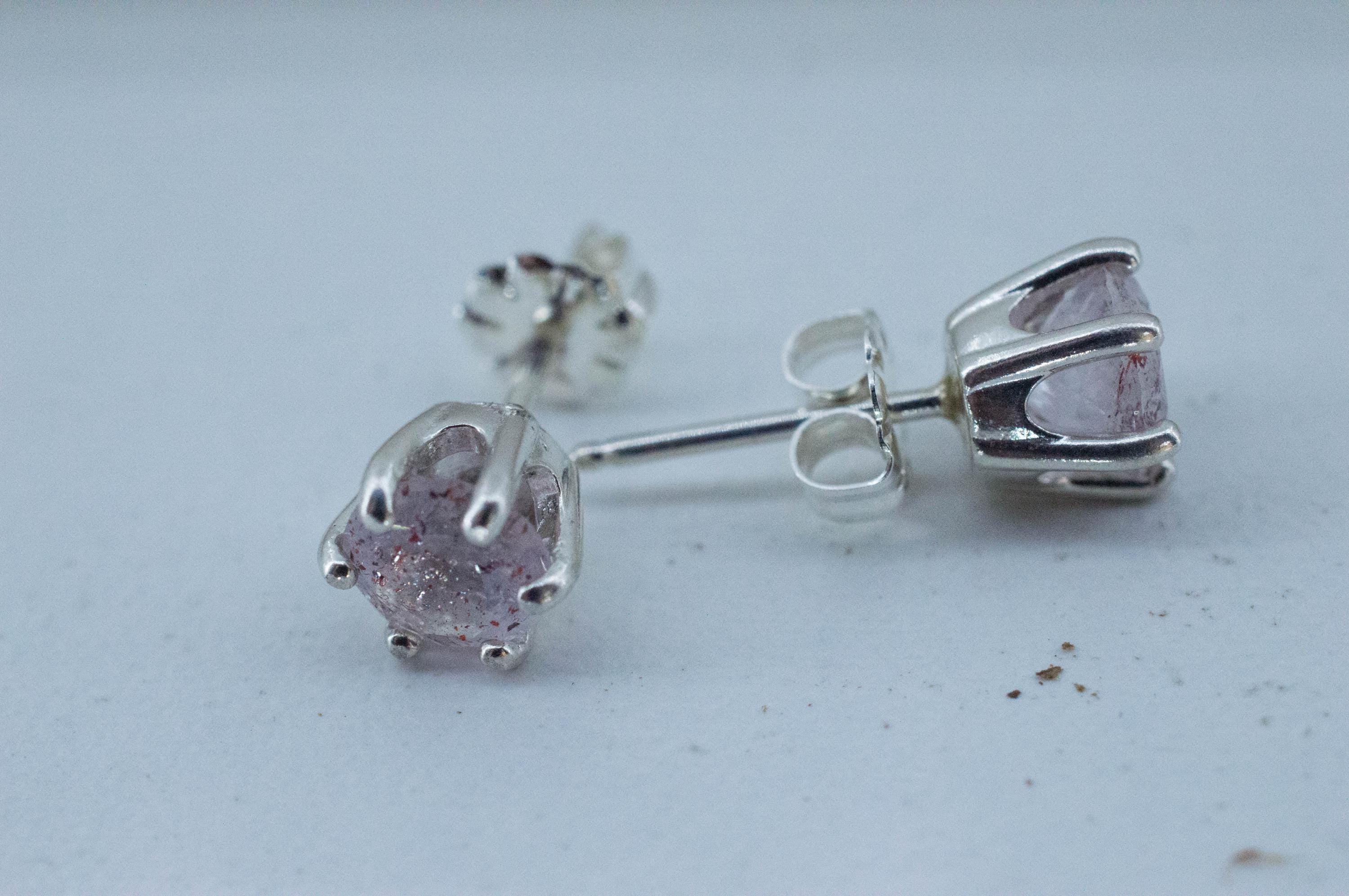 Hematite Quartz Earrings; Natural Untreated Tanzanian Fire and Ice Quartz; 1.460cts - Mark Oliver Gems