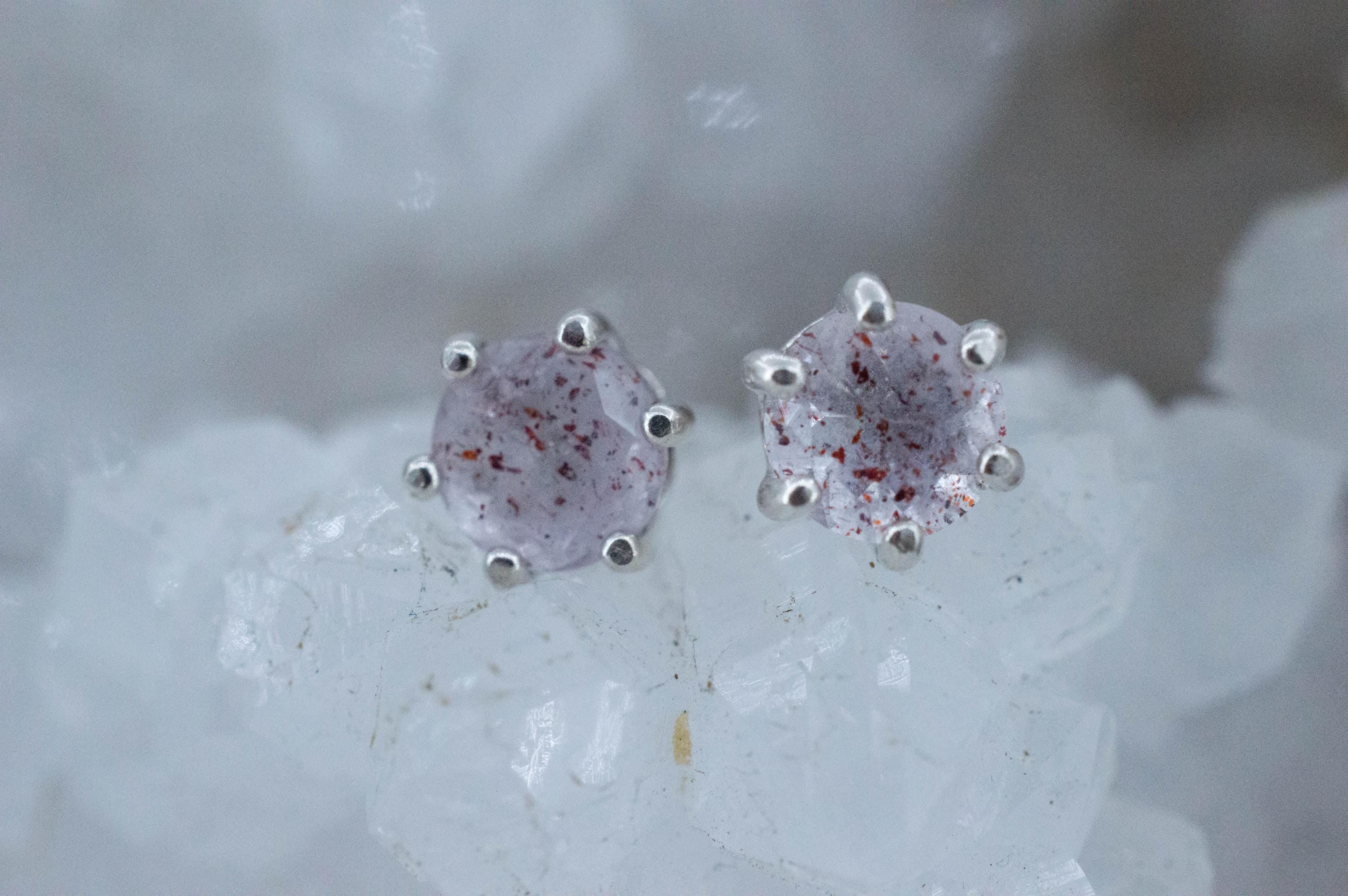 Hematite Quartz Earrings; Natural Untreated Tanzanian Fire and Ice Quartz; 1.460cts