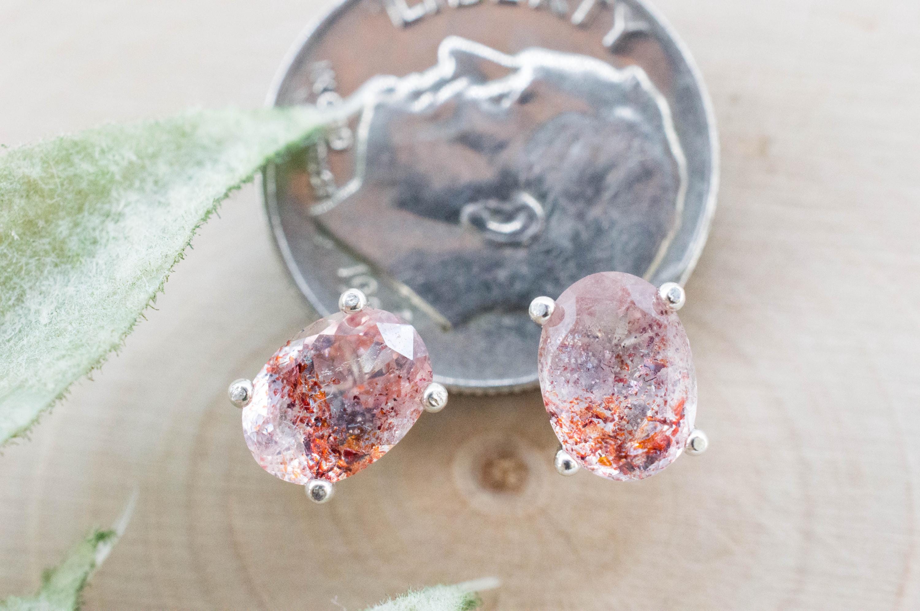 Hematite Quartz Earrings; Natural Untreated Tanzanian Fire and Ice Quartz; 1.635cts - Mark Oliver Gems