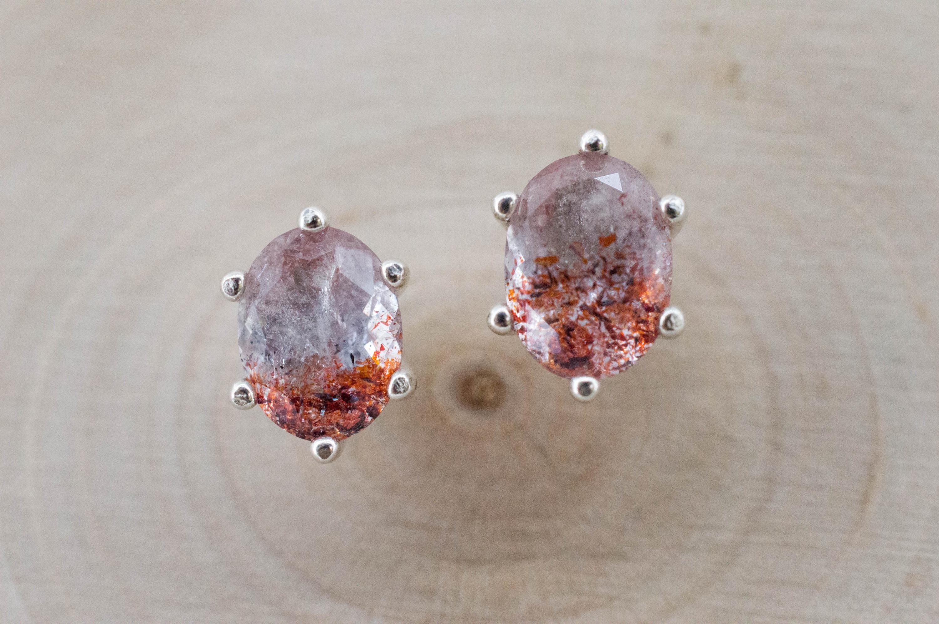 Hematite Quartz Earrings; Natural Untreated Tanzanian Fire and Ice Quartz; 2.340cts - Mark Oliver Gems