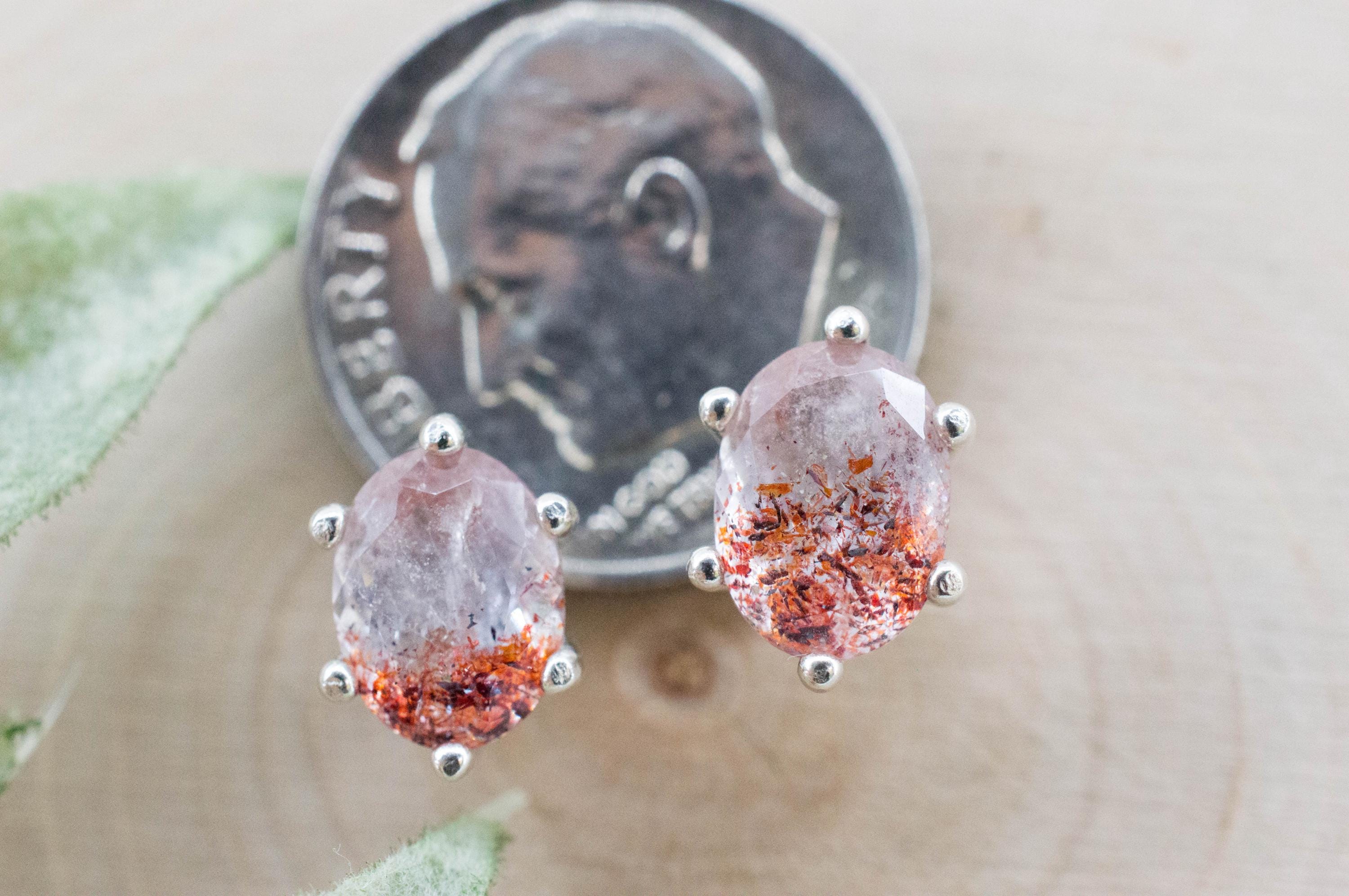 Hematite Quartz Earrings; Natural Untreated Tanzanian Fire and Ice Quartz; 2.340cts - Mark Oliver Gems