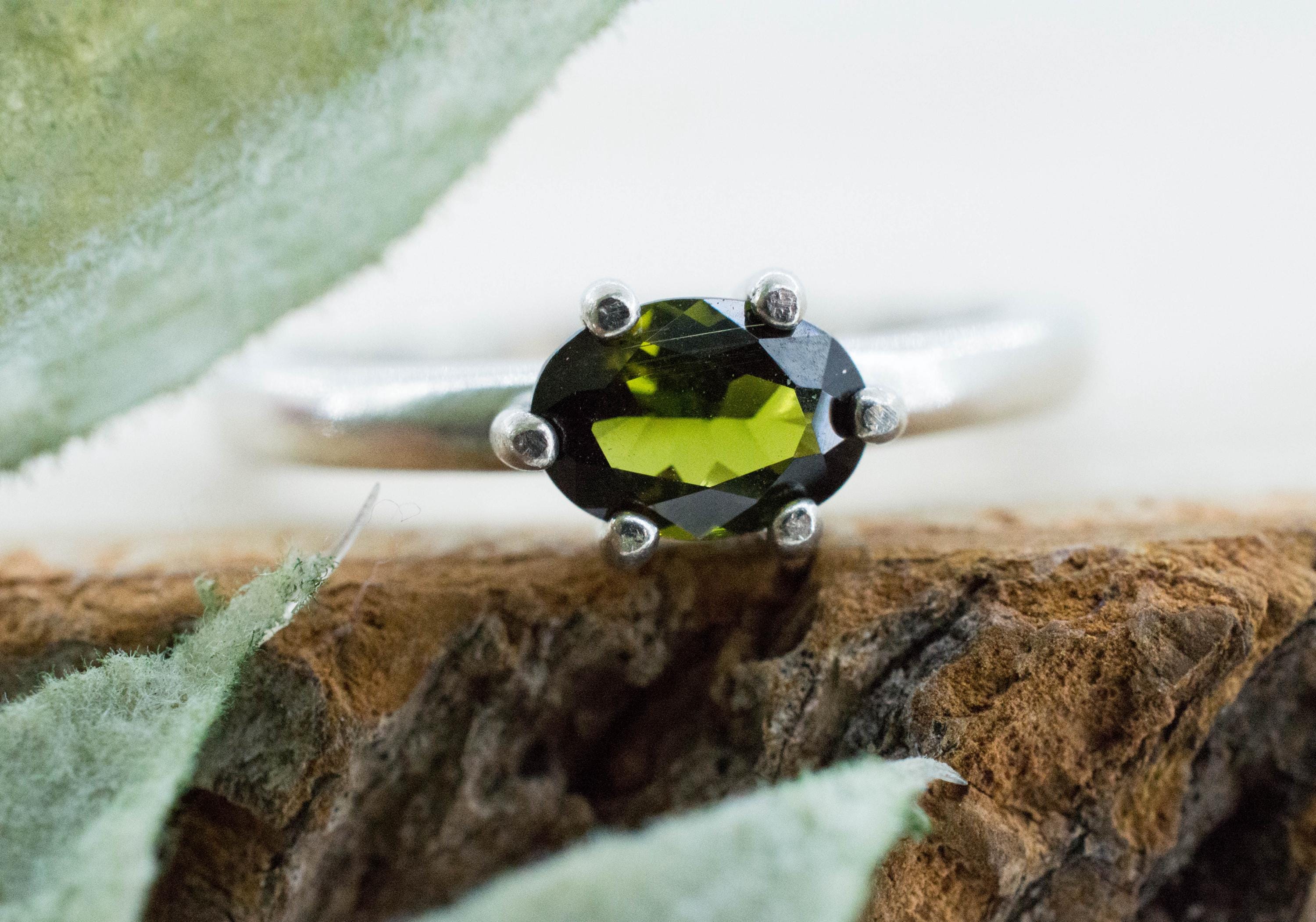 Green Tourmaline Ring; Genuine Untreated Brazil Tourmaline; 0.635cts