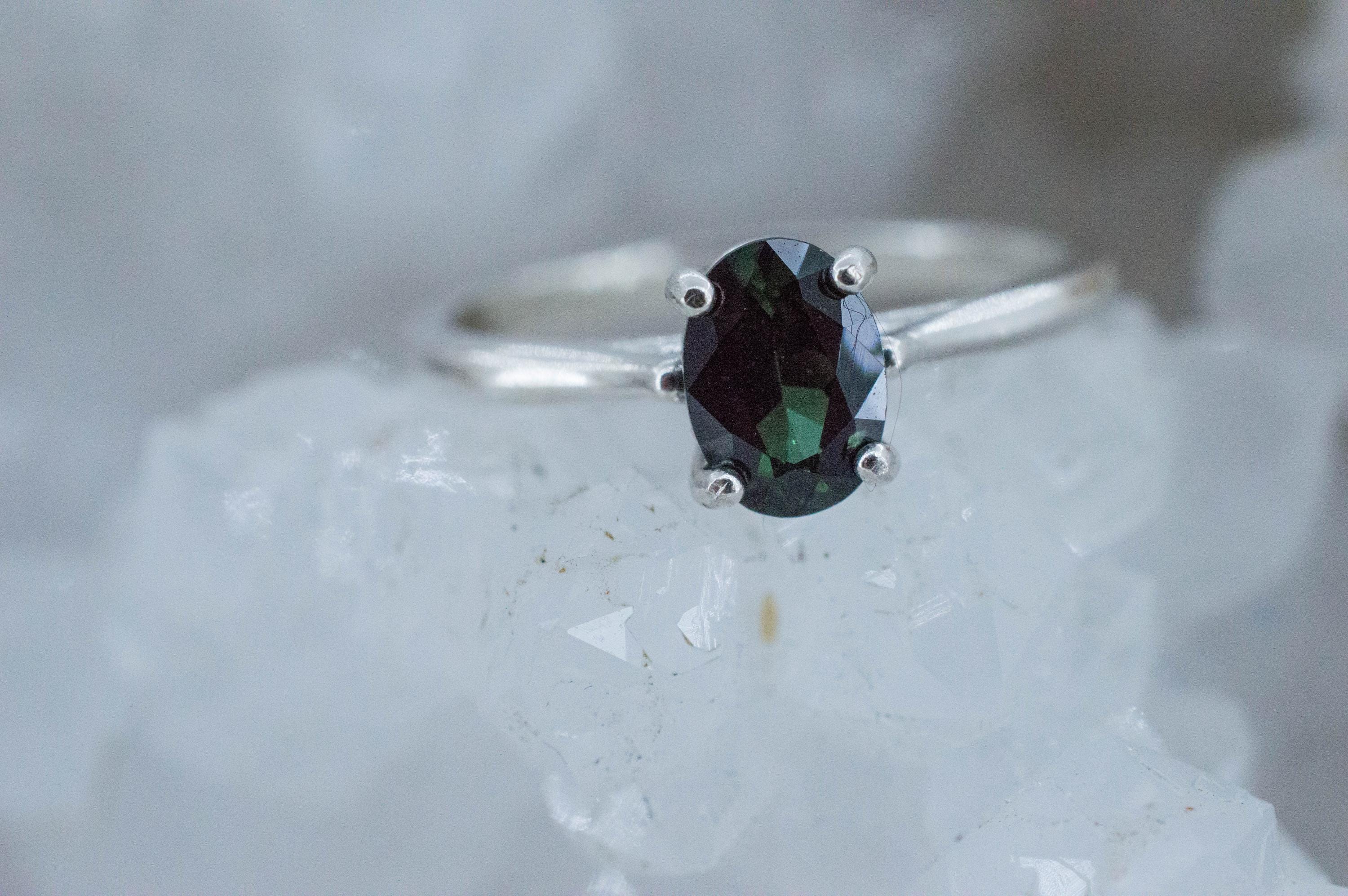 Teal Tourmaline Ring; Genuine Untreated Brazil Tourmaline; 0.685cts