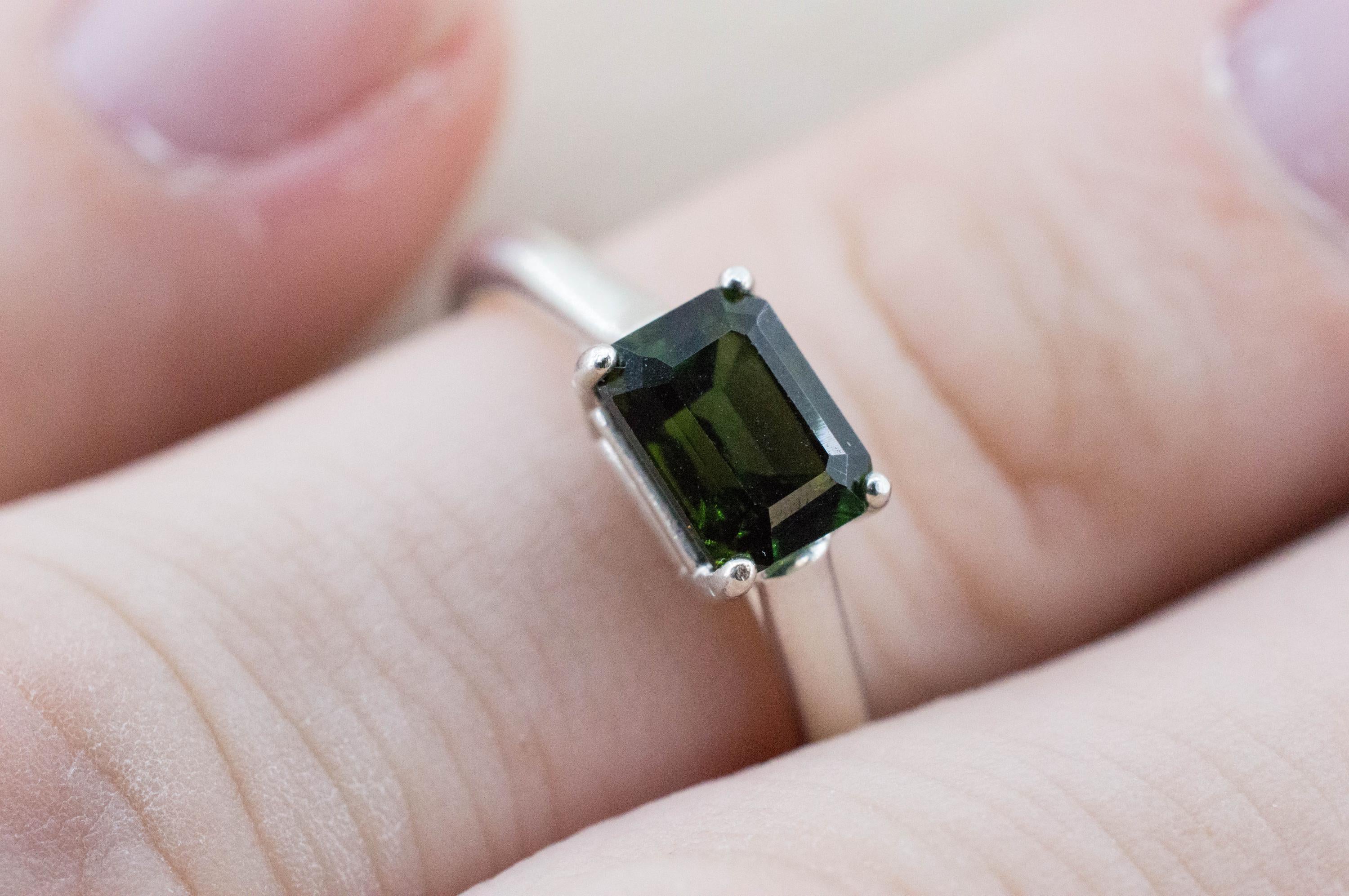 Green Tourmaline Ring; Genuine Untreated Brazil Tourmaline; 1.160cts