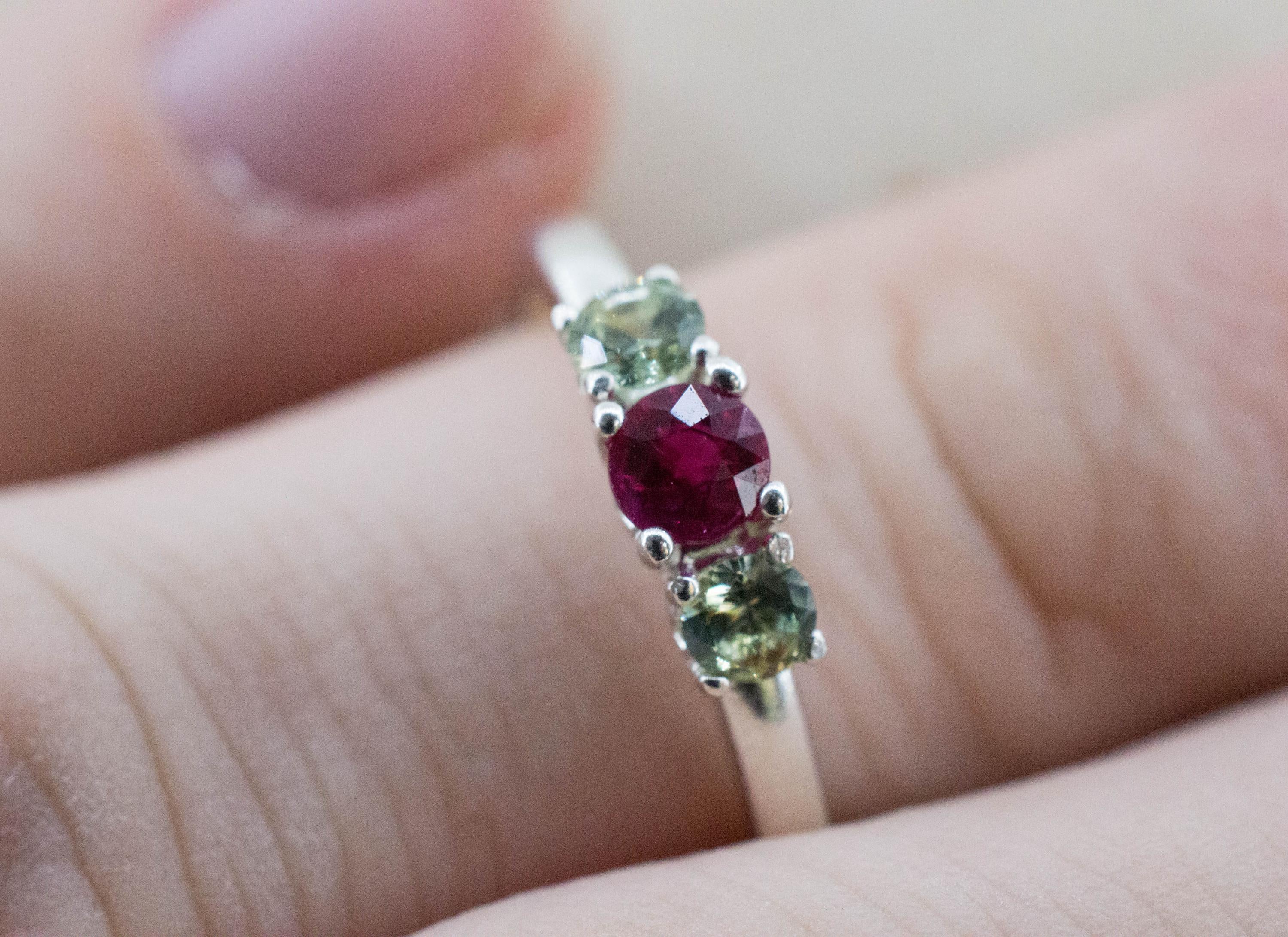 Ruby and Sapphire Ring; Natural Burma Ruby and Monatana Sapphire - Mark Oliver Gems