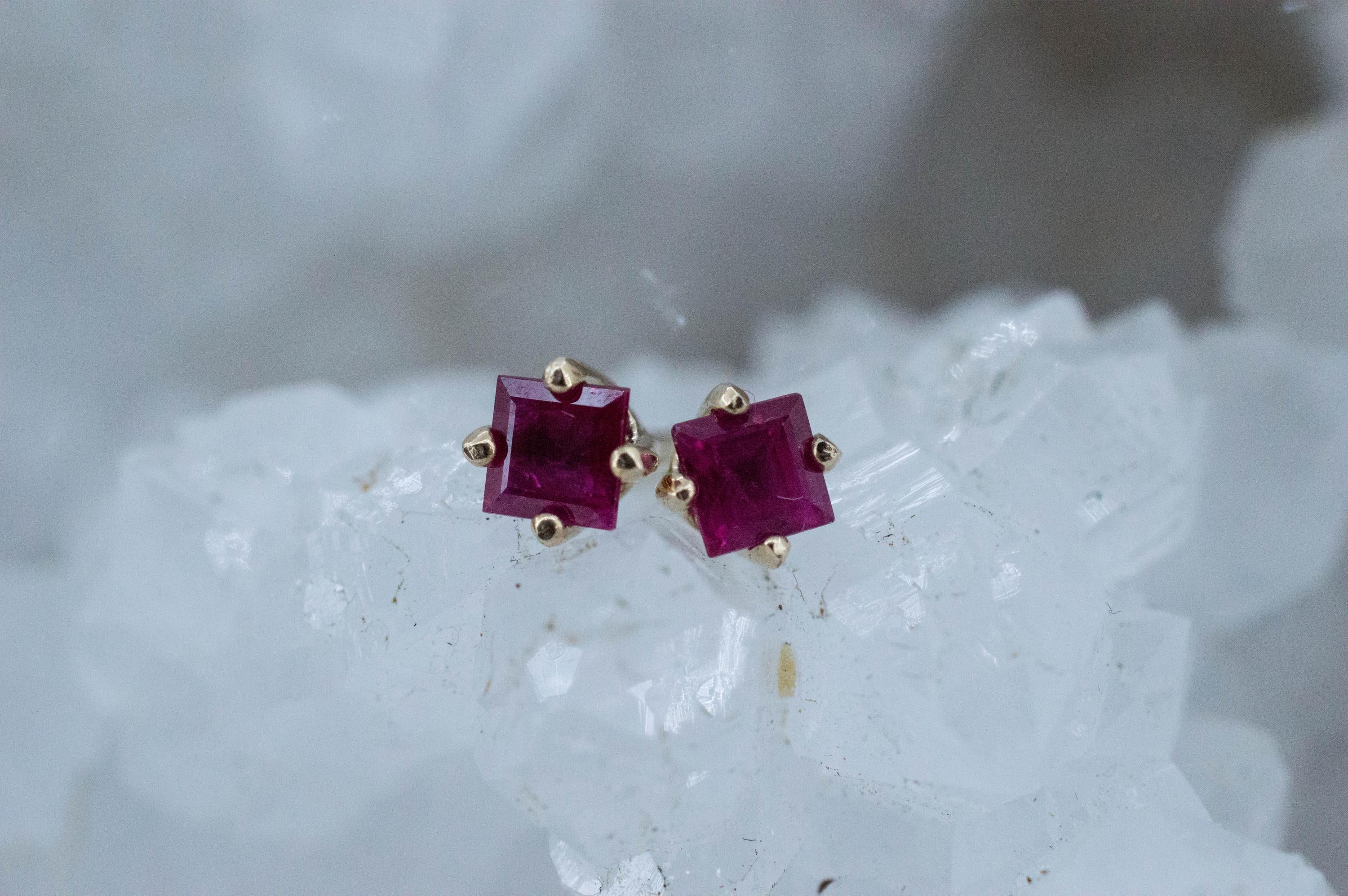 Ruby Earrings; Natural Burma Ruby; 0.585cts - Mark Oliver Gems