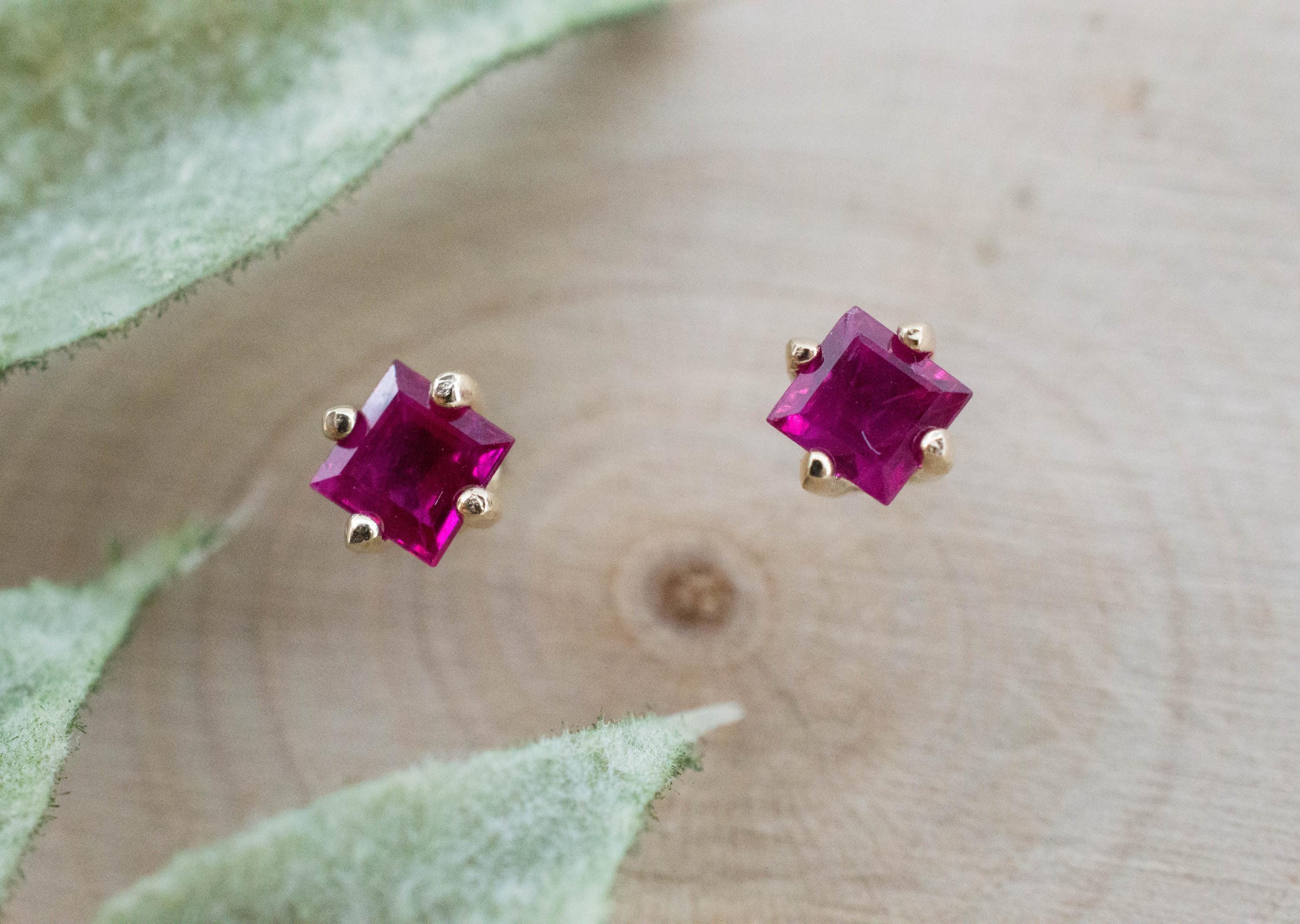 Ruby Earrings; Natural Burma Ruby; 0.585cts - Mark Oliver Gems