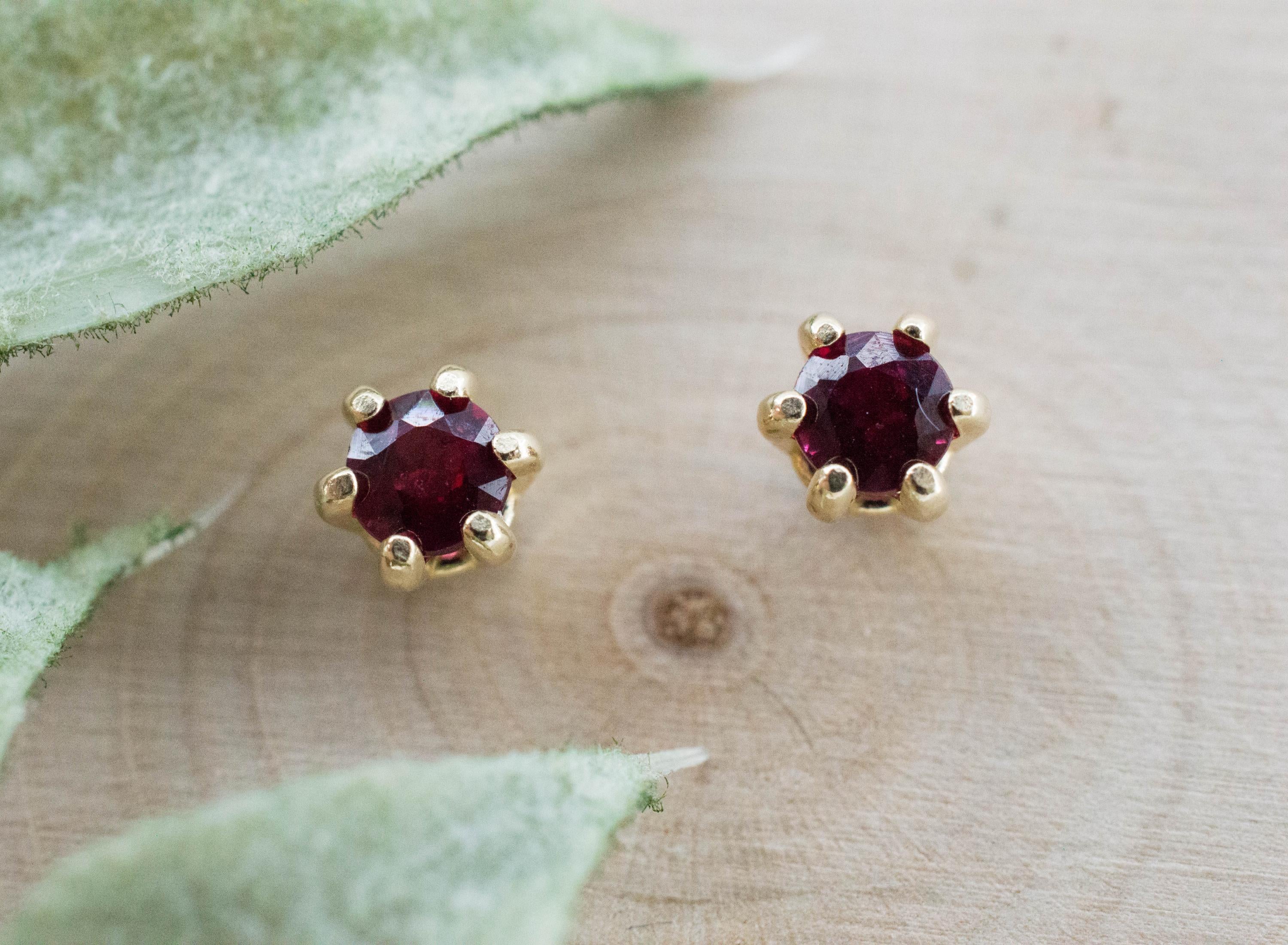 Ruby Earrings; Natural Burma Ruby; 0.720cts - Mark Oliver Gems