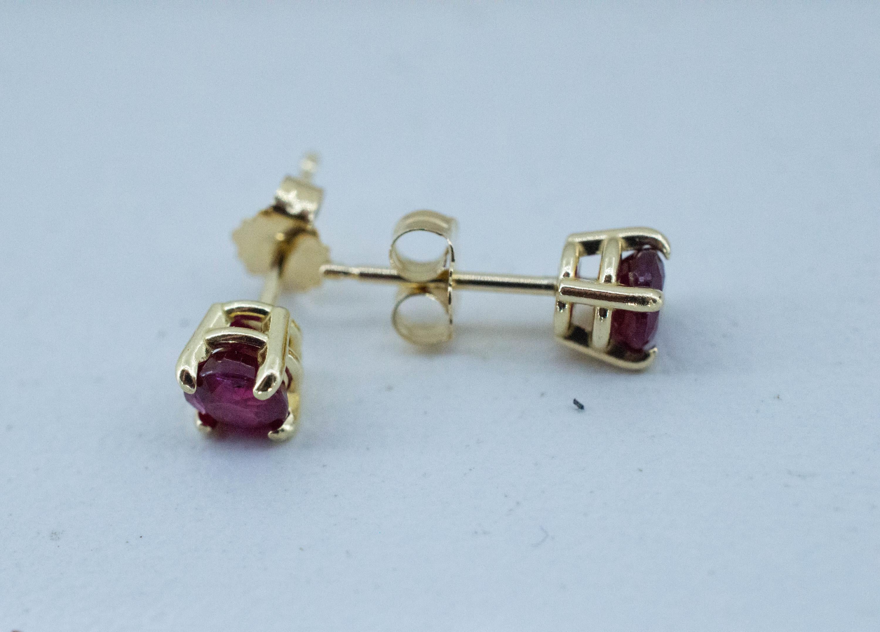 Ruby Earrings; Natural Burma Ruby; 0.825cts - Mark Oliver Gems
