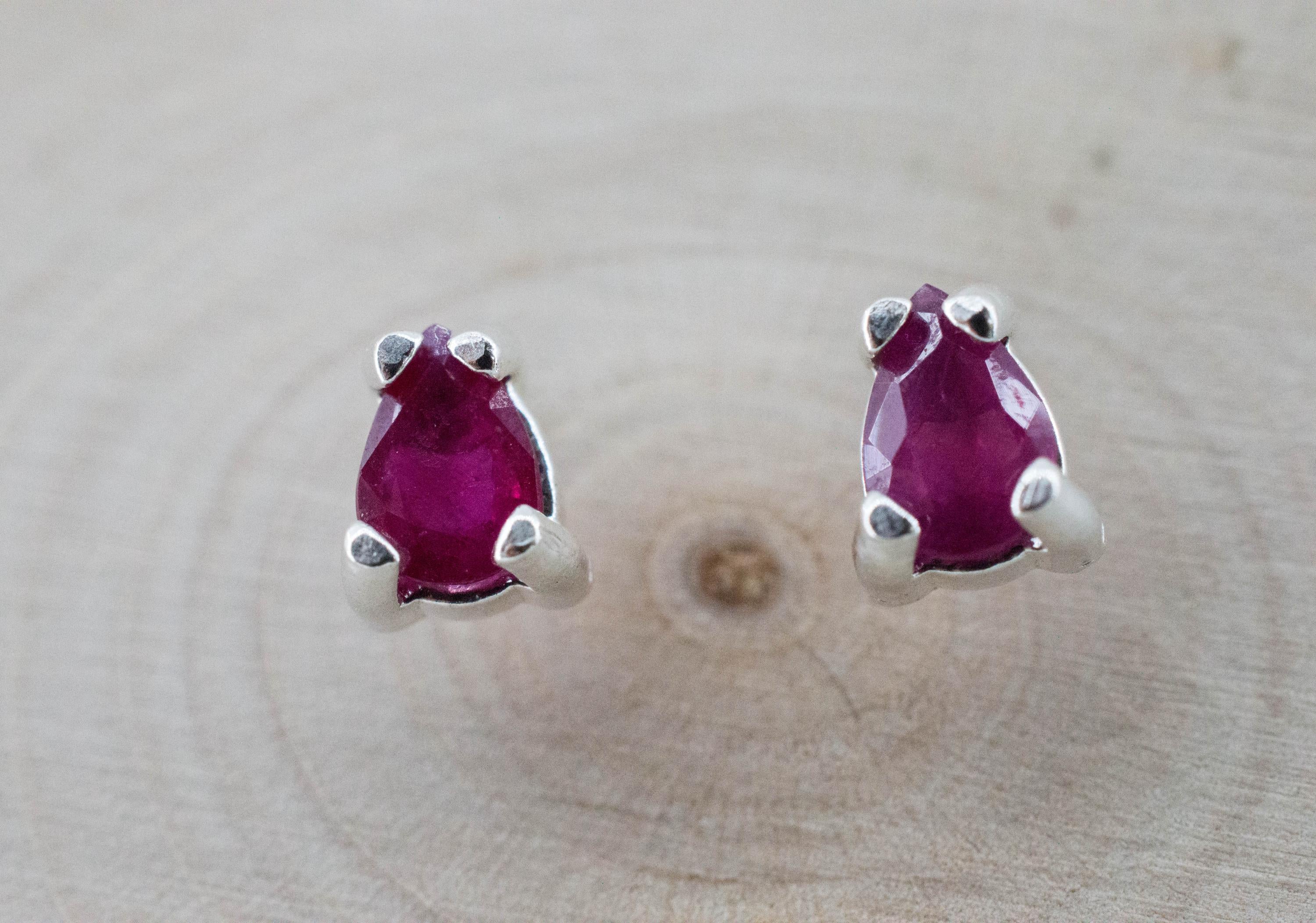 Ruby Earrings; Natural India Ruby; 0.660cts - Mark Oliver Gems