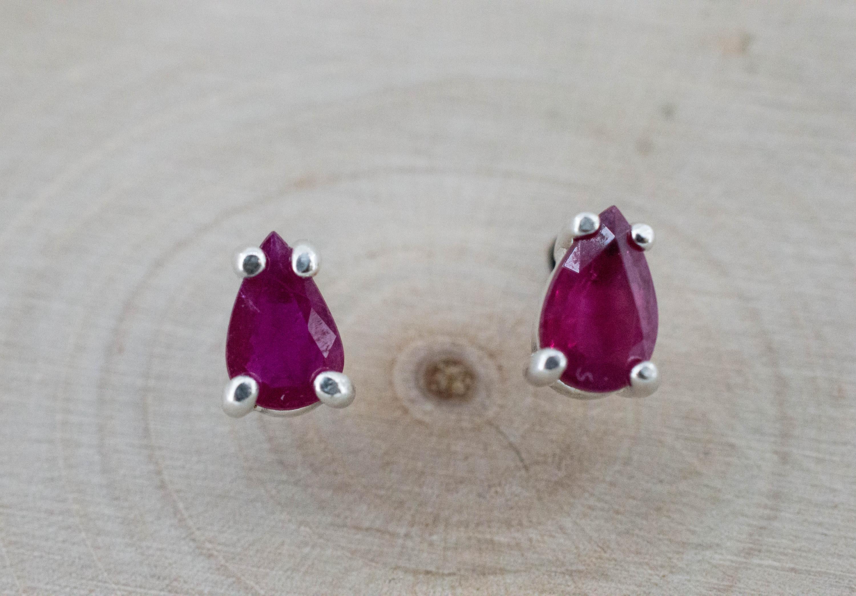 Ruby Earrings; Natural India Ruby; 0.765cts - Mark Oliver Gems