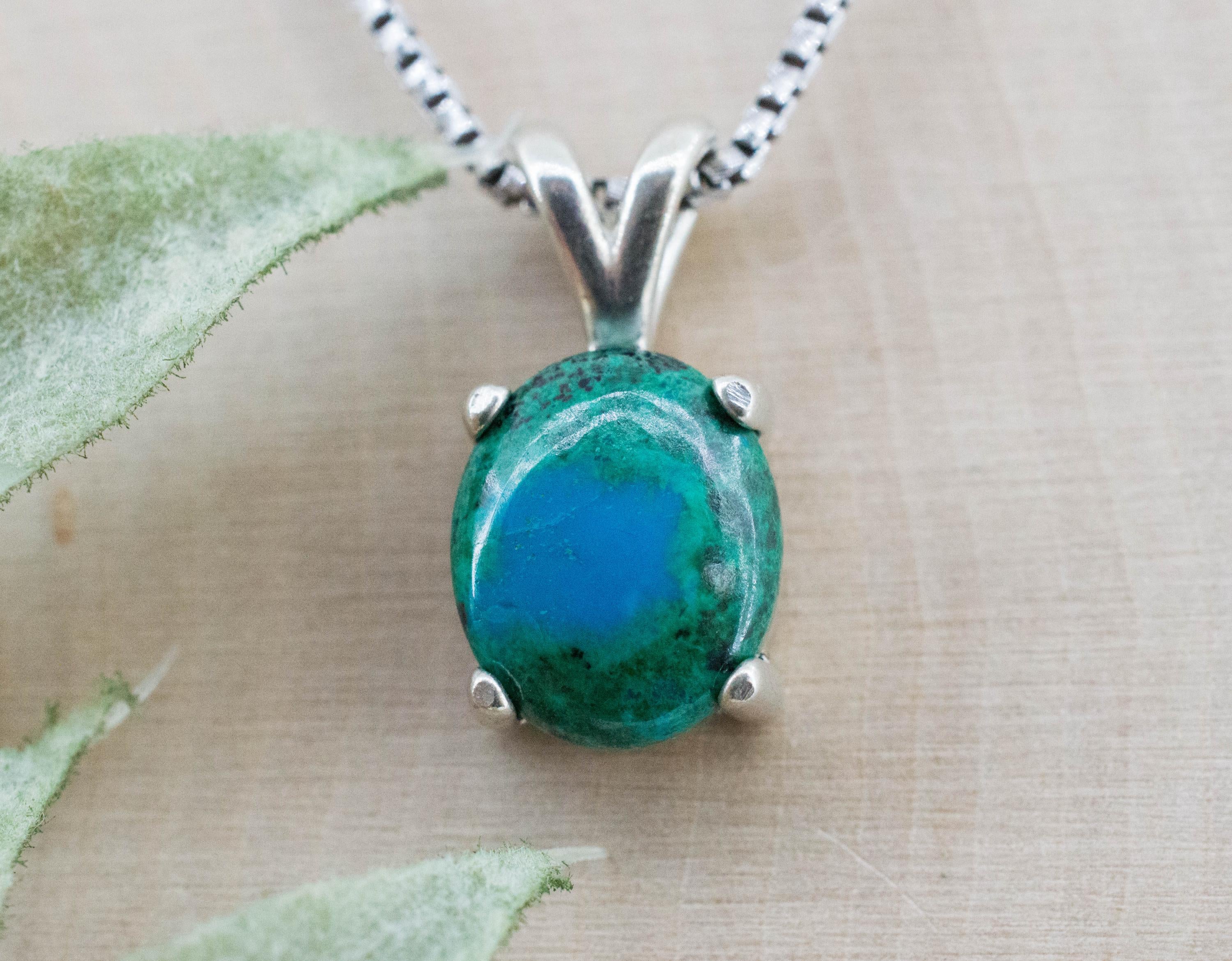 Chrysocolla Pendant; Natural Untreated Arizona Inspiration Mine Chrysocolla; 3.900cts - Mark Oliver Gems