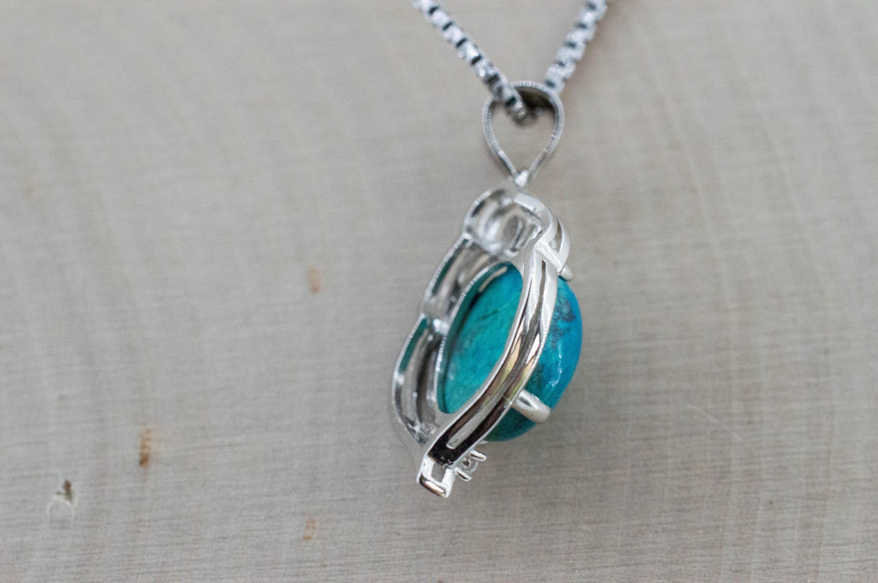 Chrysocolla Pendant; Natural Untreated Arizona Inspiration Mine Chrysocolla; 4.295cts - Mark Oliver Gems