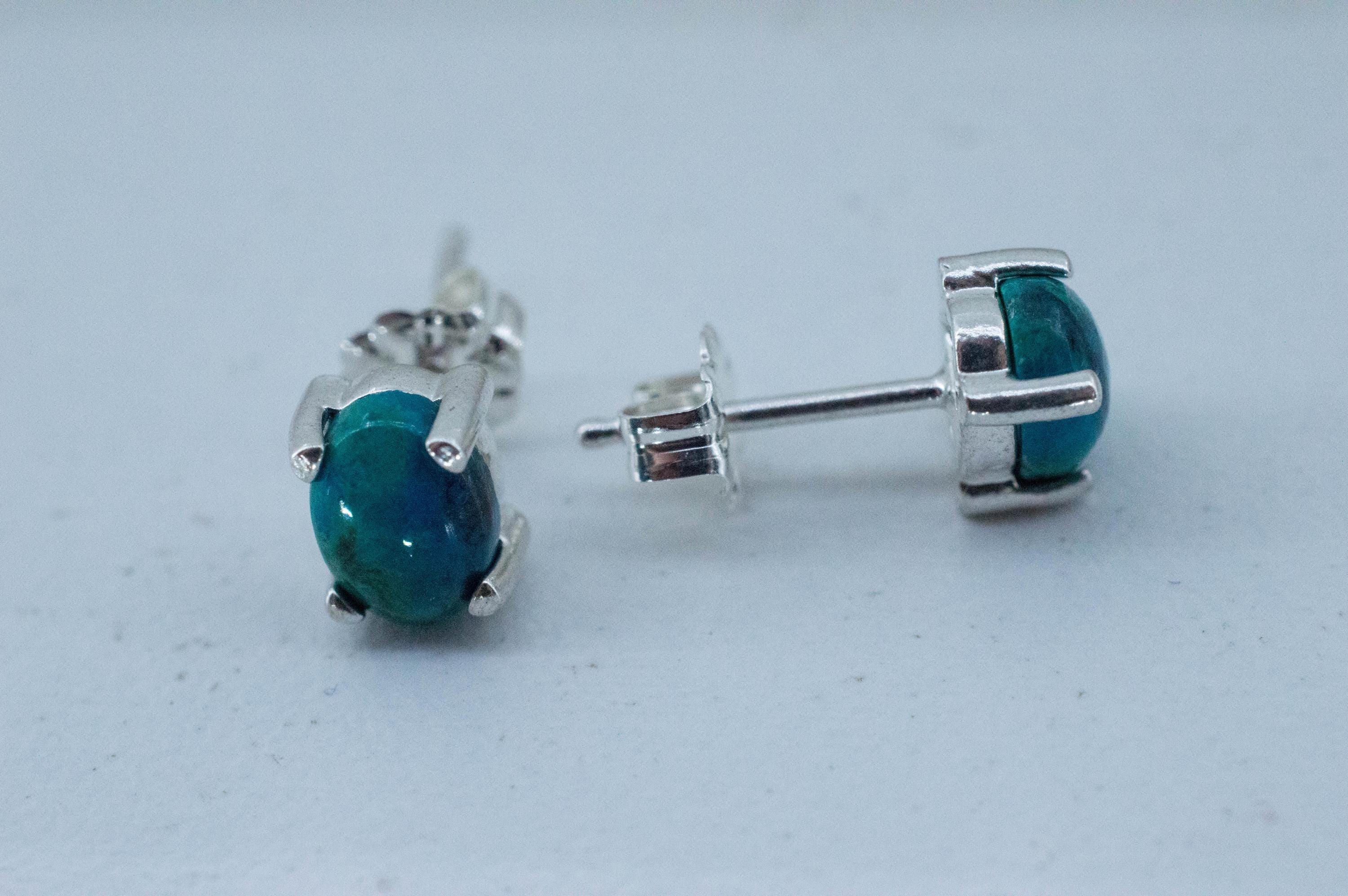 Chrysocolla Earrings; Natural Untreated Arizona Inspiration Mine Chrysocolla; 1.730cts - Mark Oliver Gems