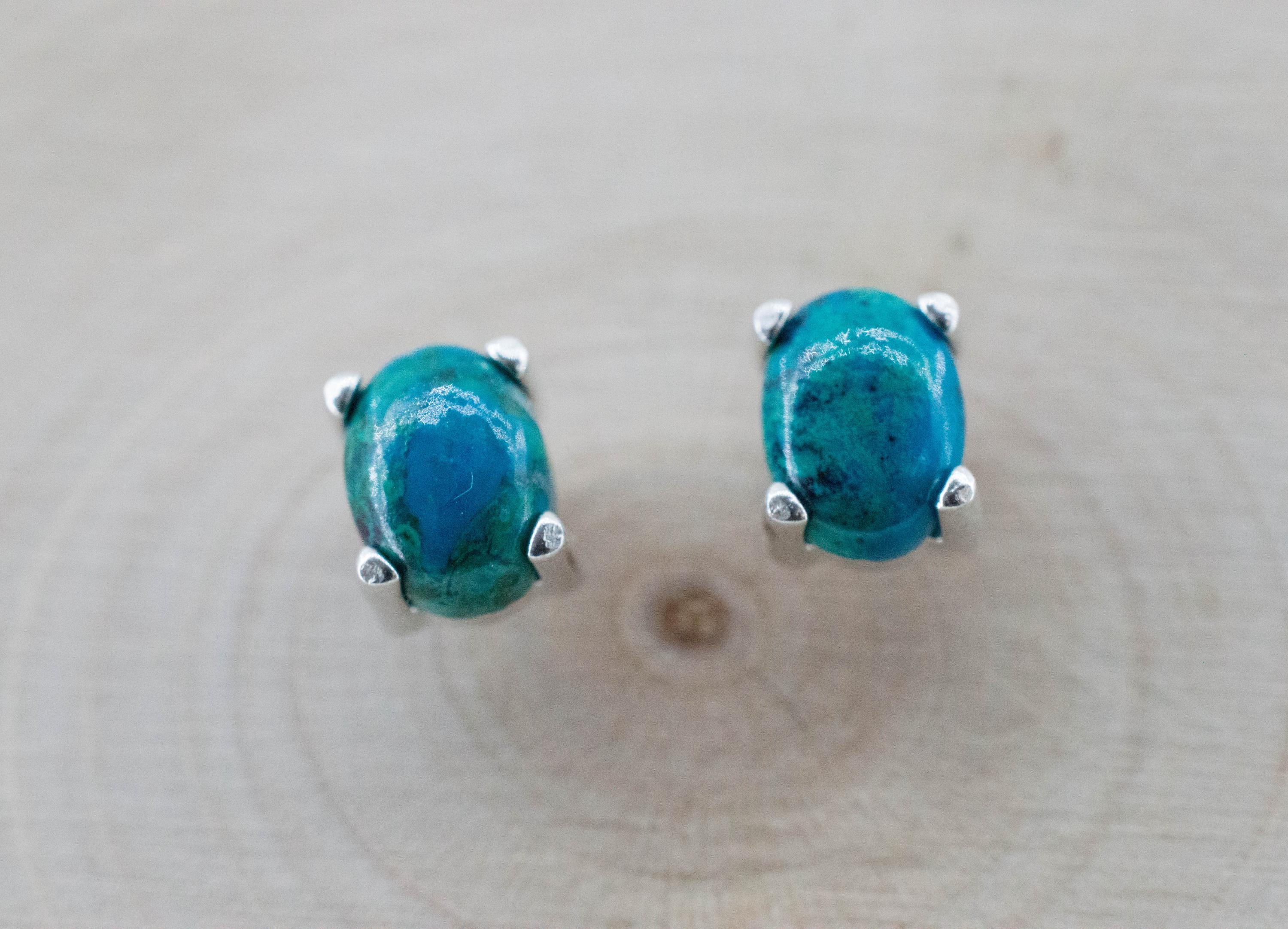 Chrysocolla Earrings; Natural Untreated Arizona Inspiration Mine Chrysocolla; 1.980cts - Mark Oliver Gems