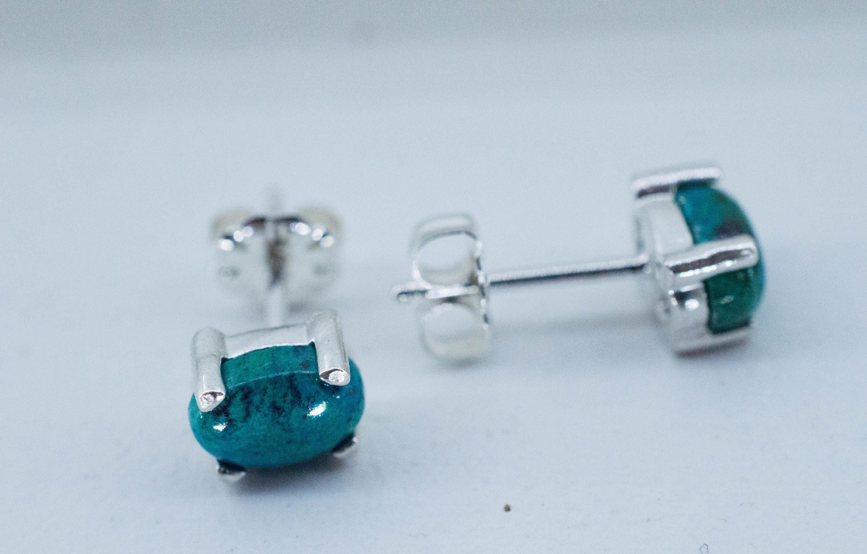 Chrysocolla Earrings; Natural Untreated Arizona Inspiration Mine Chrysocolla; 1.980cts - Mark Oliver Gems