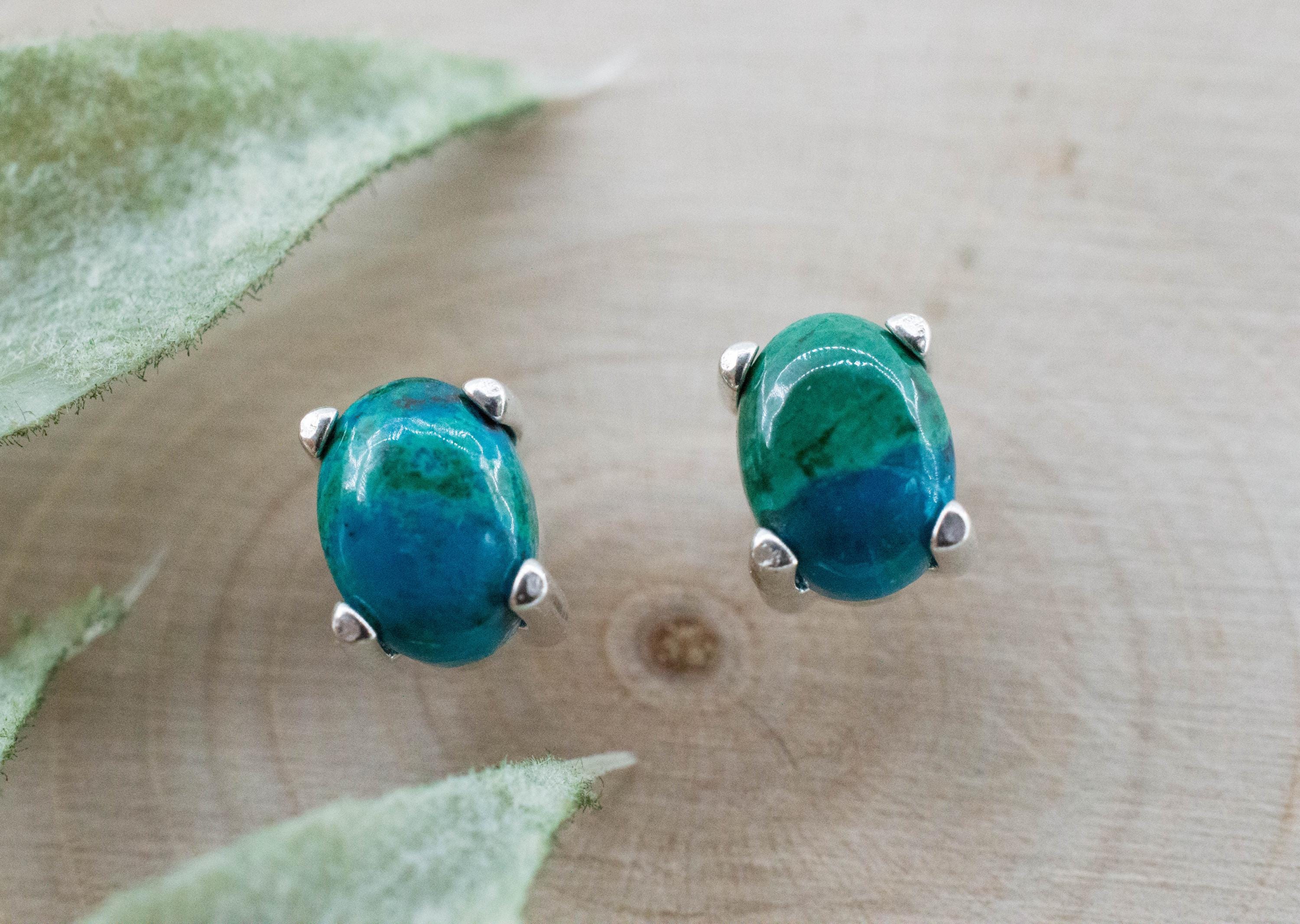 Chrysocolla Earrings; Natural Untreated Arizona Inspiration Mine Chrysocolla; 2.020cts - Mark Oliver Gems
