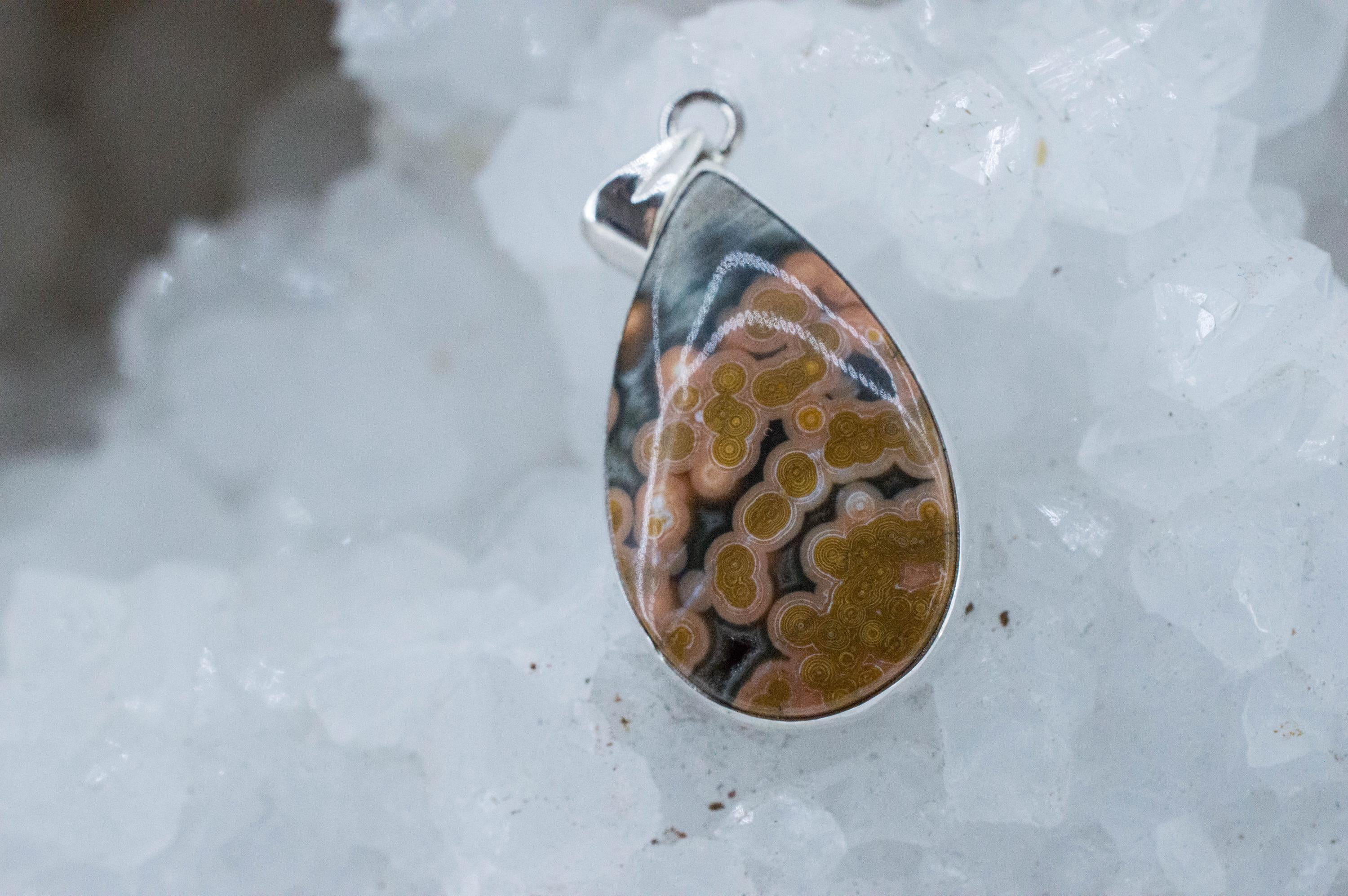 Ocean Jasper Pendant; Natural Untreated Madagascar Jasper; 28x18mm