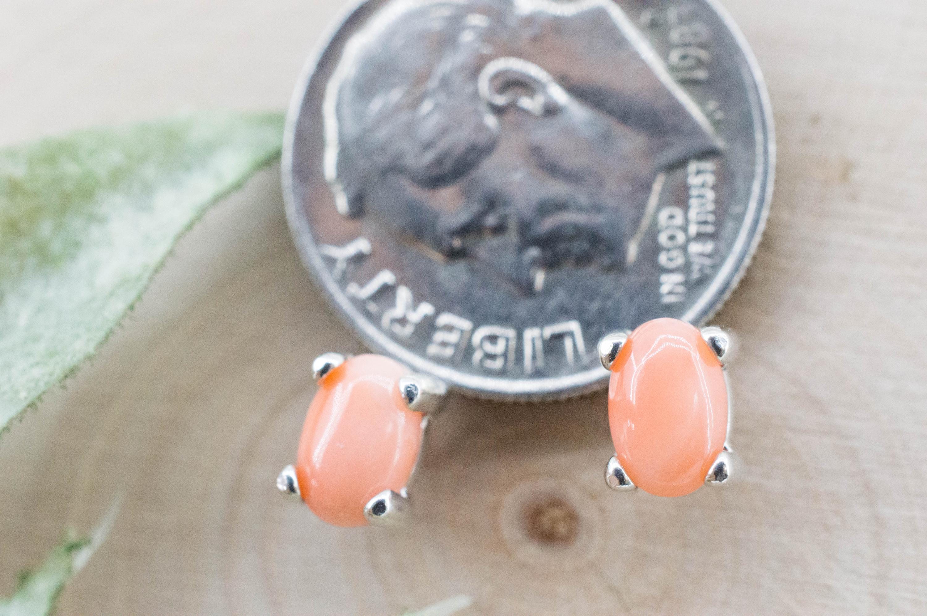 Precious Coral Earrings; Genuine Untreated Taiwan Angelskin Coral; 0.895cts - Mark Oliver Gems