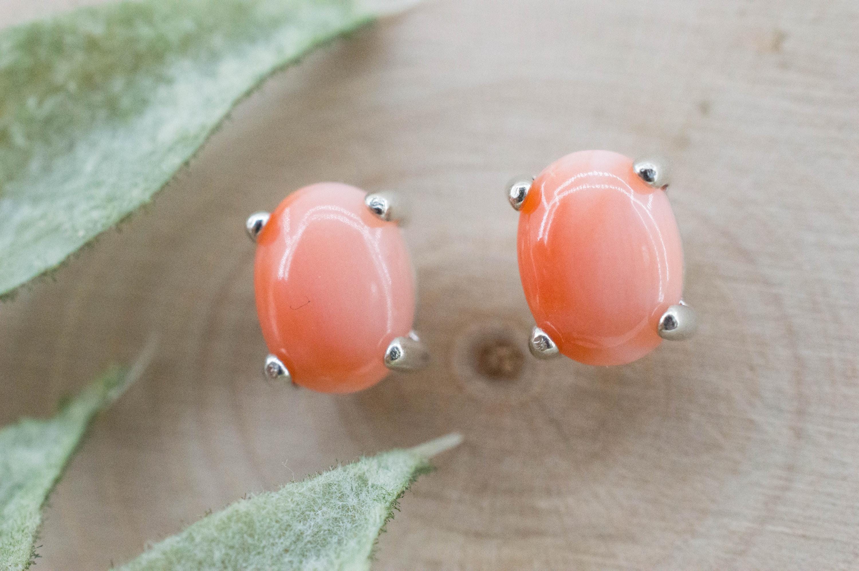 Precious Coral Earrings; Genuine Untreated Taiwan Angelskin Coral; 2.270cts