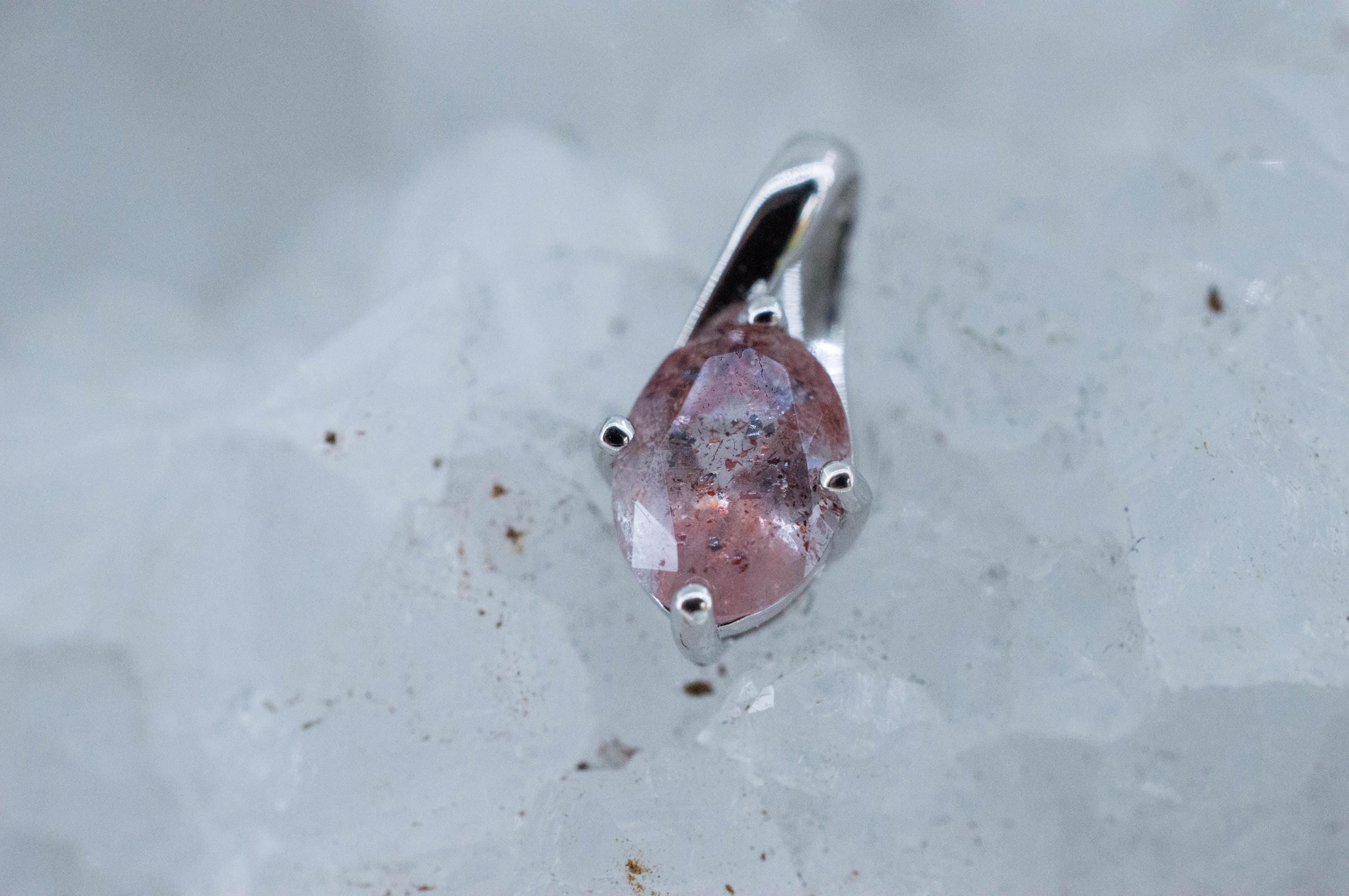 Hematite Quartz Pendant; Natural Untreated Tanzanian Fire and Ice Quartz; 0.740cts