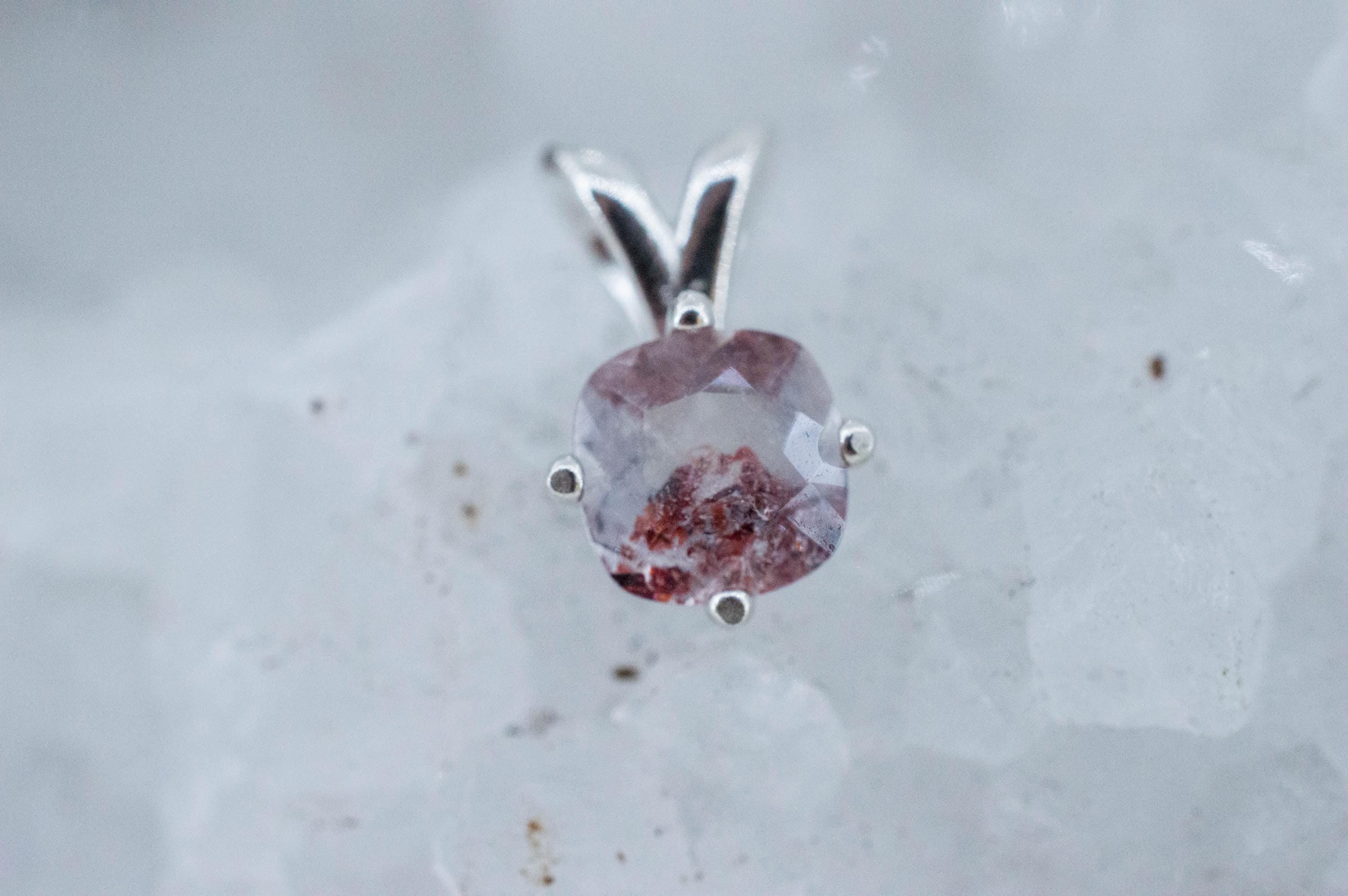 Hematite Quartz Pendant; Natural Untreated Tanzanian Fire and Ice Quartz; 0.885cts