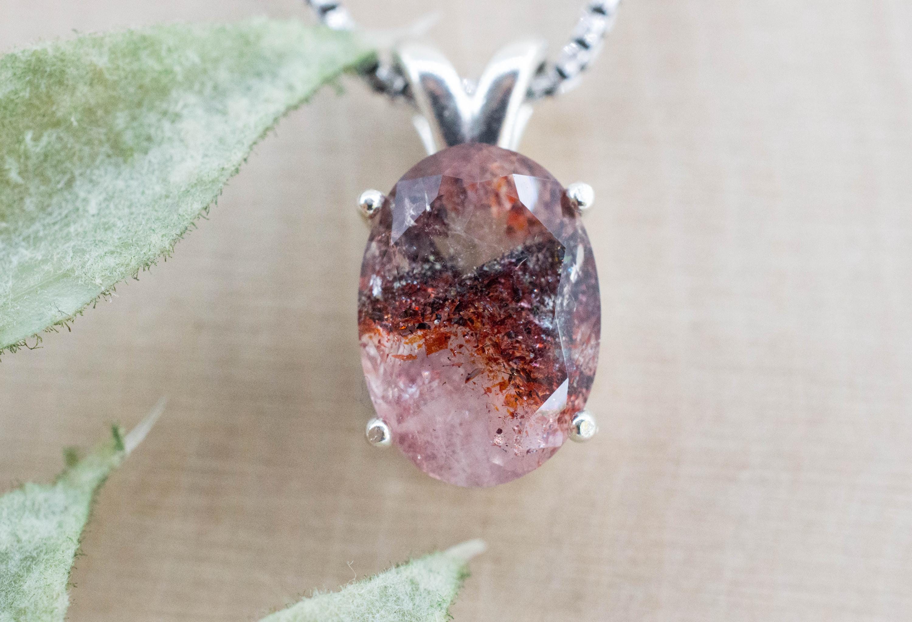 Hematite Quartz Pendant; Natural Untreated Tanzanian Fire and Ice Quartz; 3.920cts