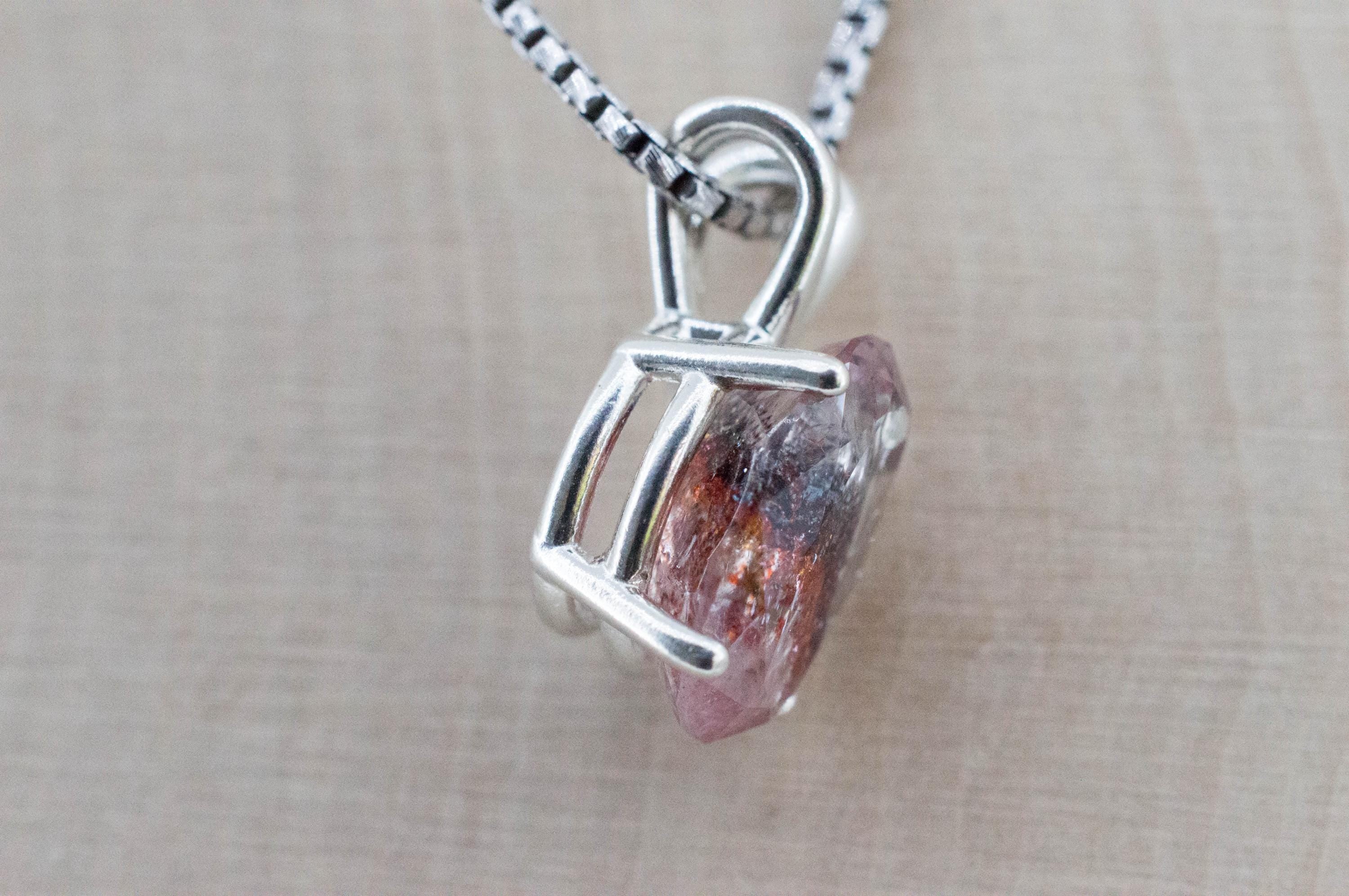 Hematite Quartz Pendant; Natural Untreated Tanzanian Fire and Ice Quartz; 3.920cts