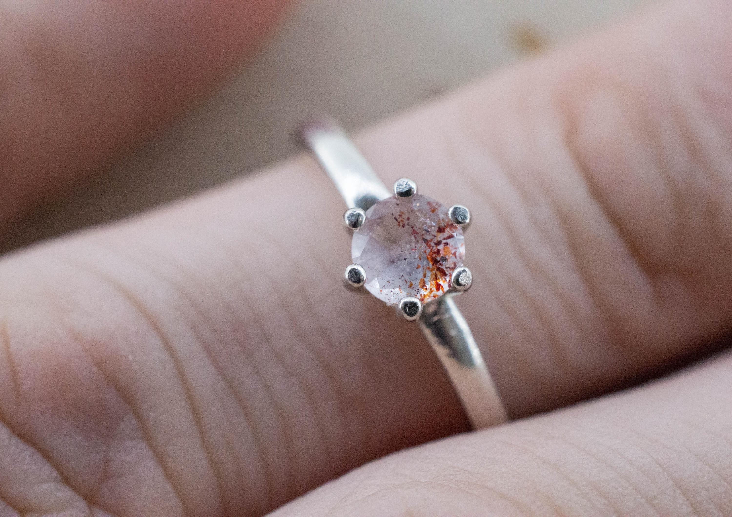 Hematite Quartz Ring; Natural Untreated Tanzania Fire and Ice Quartz; 0.380cts - Mark Oliver Gems