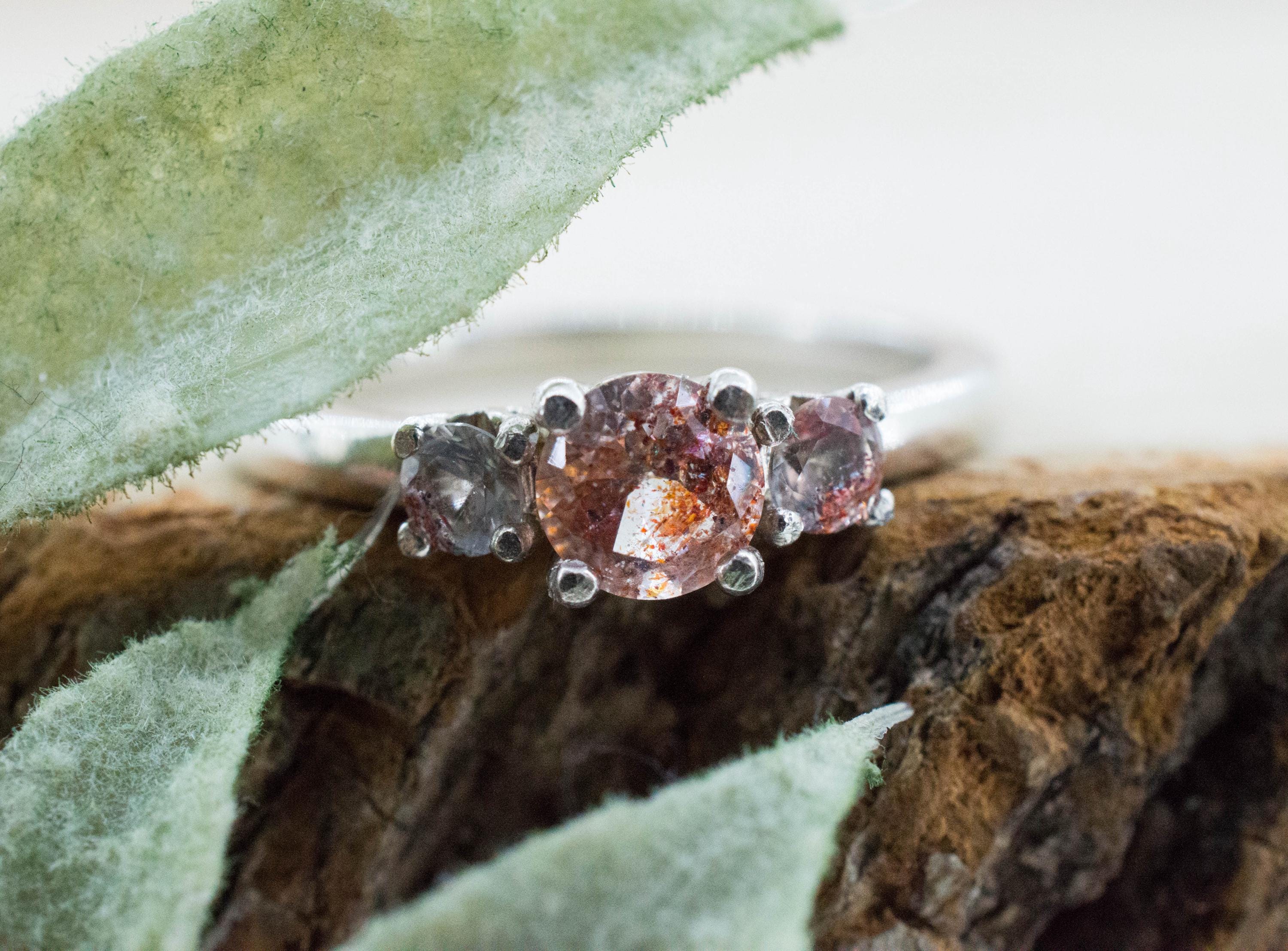 Hematite Quartz Ring; Natural Untreated Tanzania Fire and Ice Quartz; 0.630cts - Mark Oliver Gems