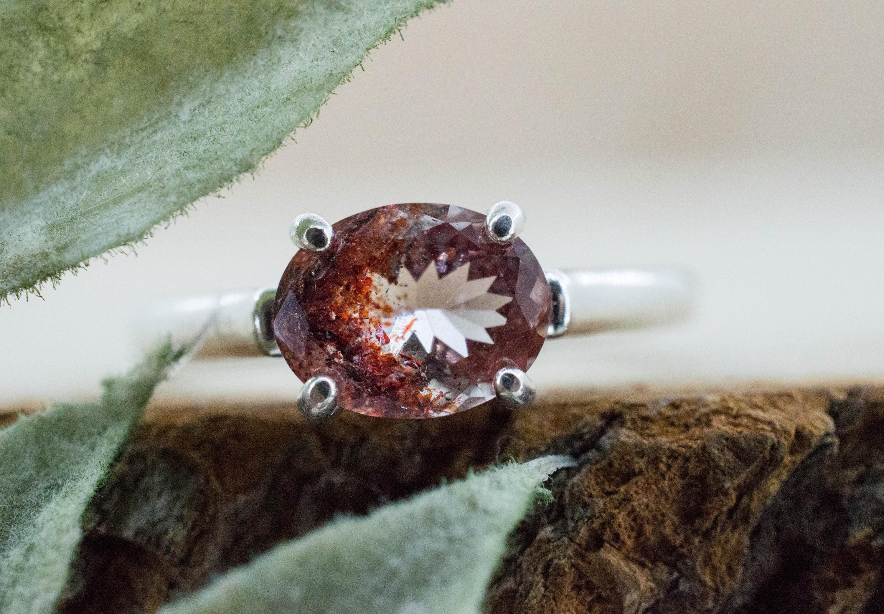Hematite Quartz Ring; Natural Untreated Tanzania Fire and Ice Quartz; 1.410cts - Mark Oliver Gems