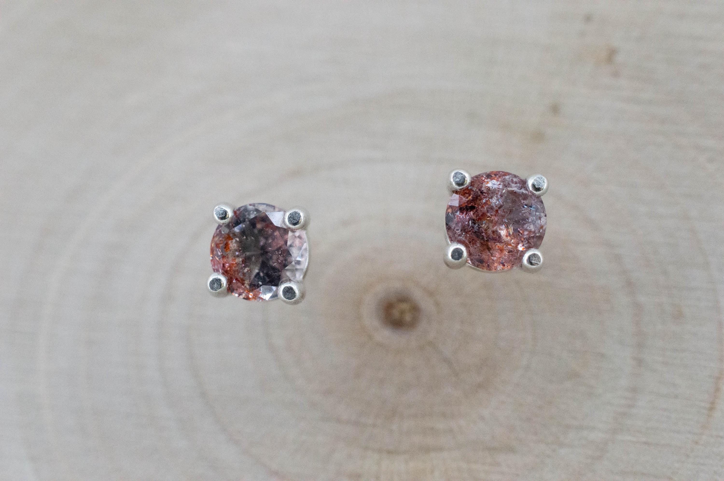 Hematite Quartz Earrings; Natural Untreated Tanzanian Fire and Ice Quartz; 0.590cts - Mark Oliver Gems