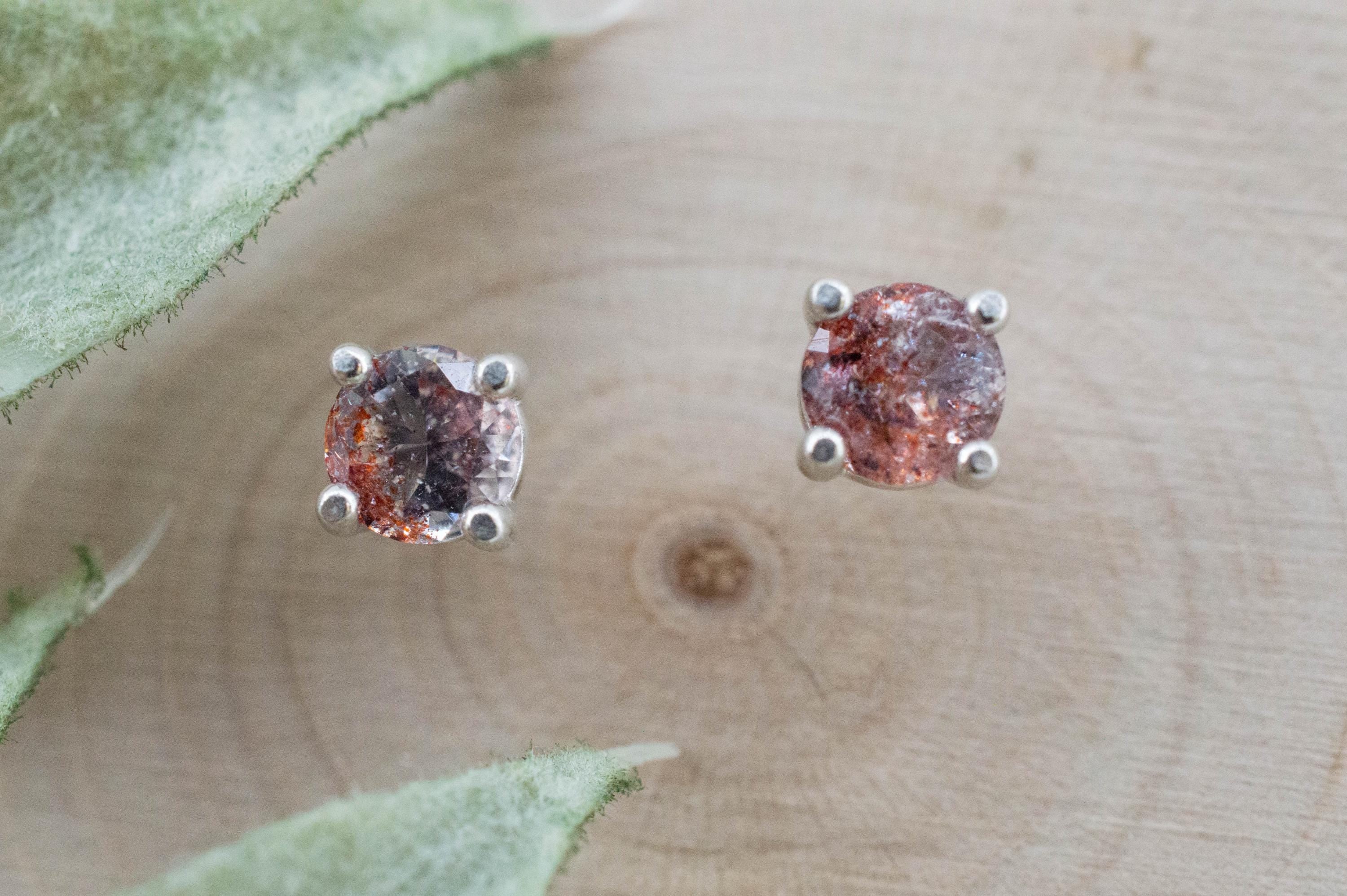 Hematite Quartz Earrings; Natural Untreated Tanzanian Fire and Ice Quartz; 0.590cts