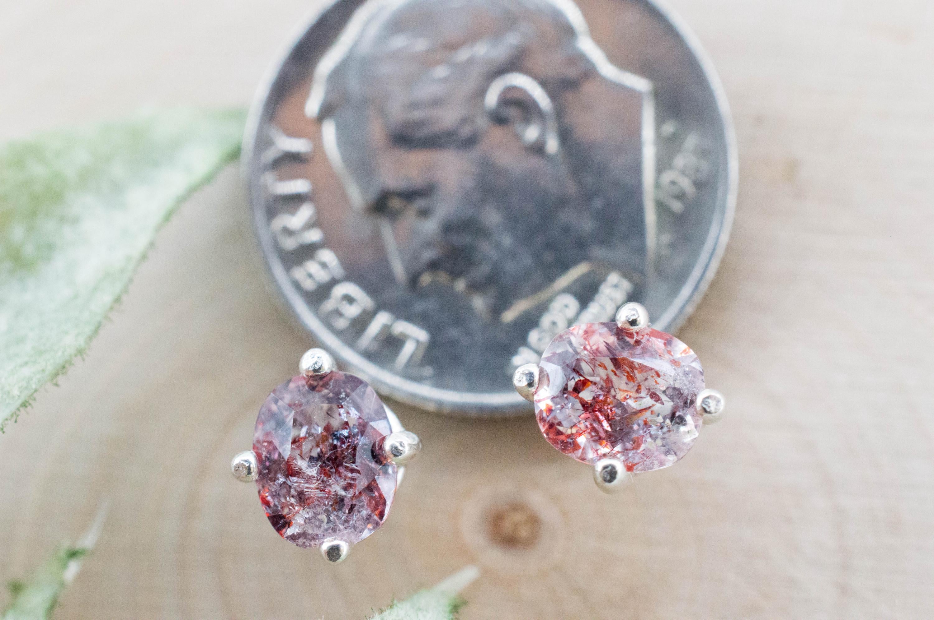 Hematite Quartz Earrings; Natural Untreated Tanzanian Fire and Ice Quartz; 0.950cts - Mark Oliver Gems