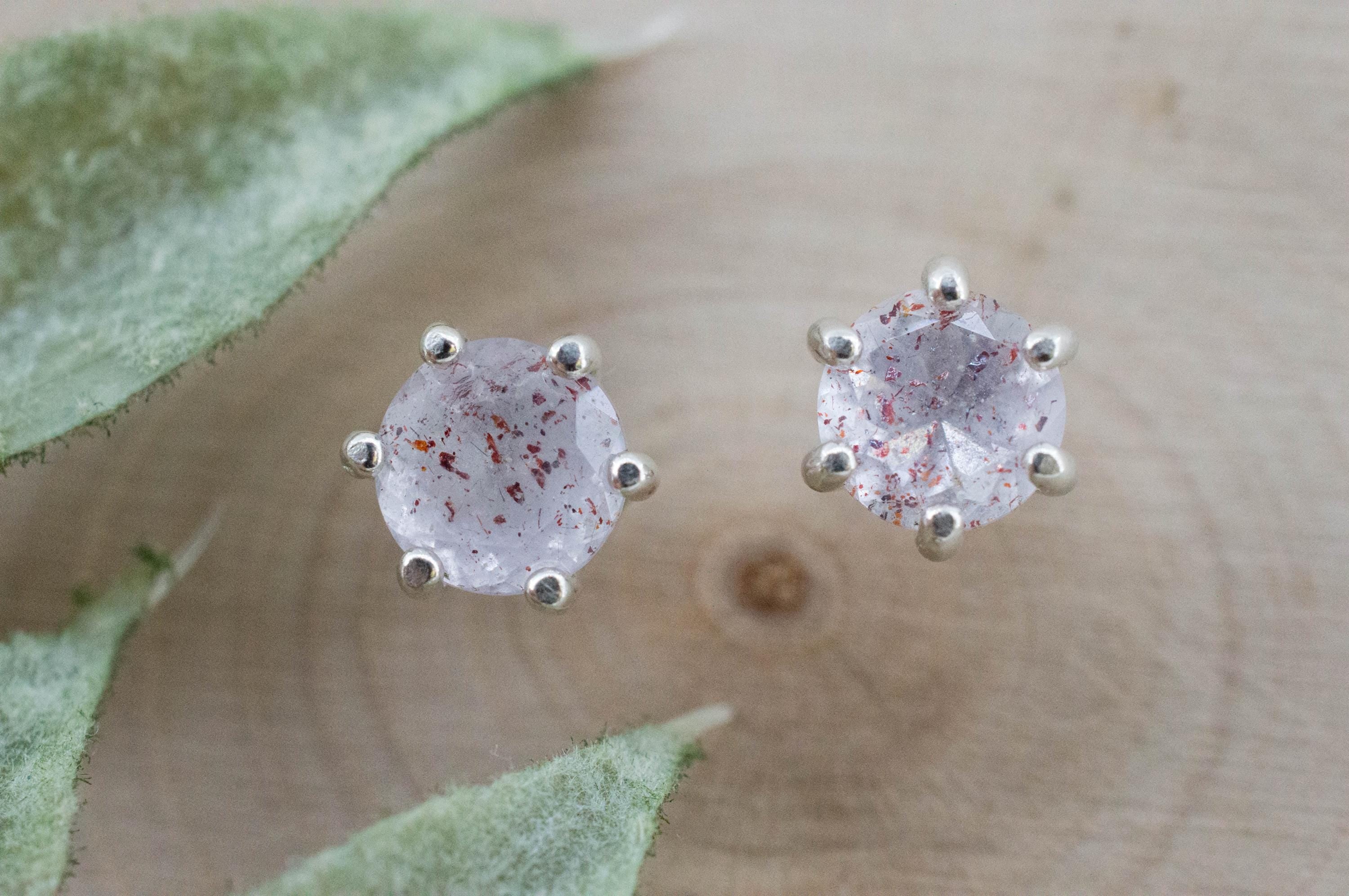 Hematite Quartz Earrings; Natural Untreated Tanzanian Fire and Ice Quartz; 1.460cts