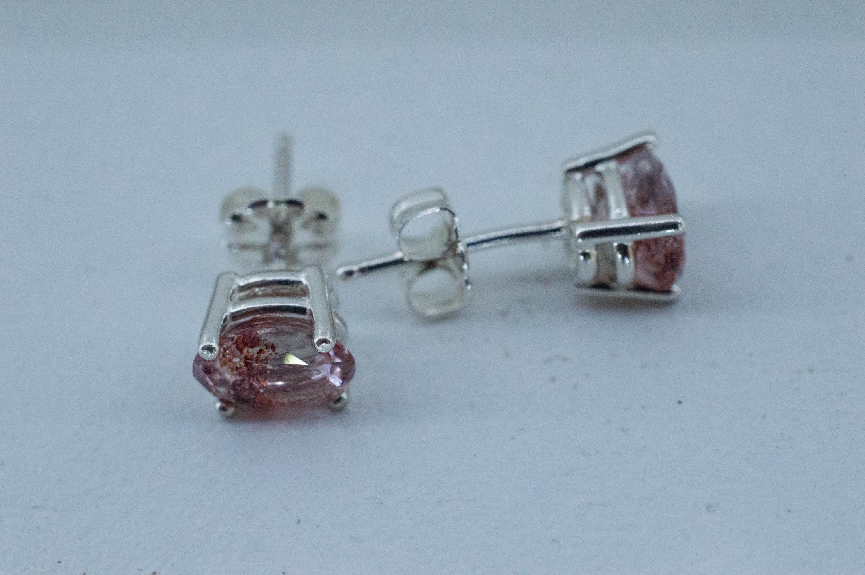 Hematite Quartz Earrings; Natural Untreated Tanzanian Fire and Ice Quartz; 1.635cts - Mark Oliver Gems