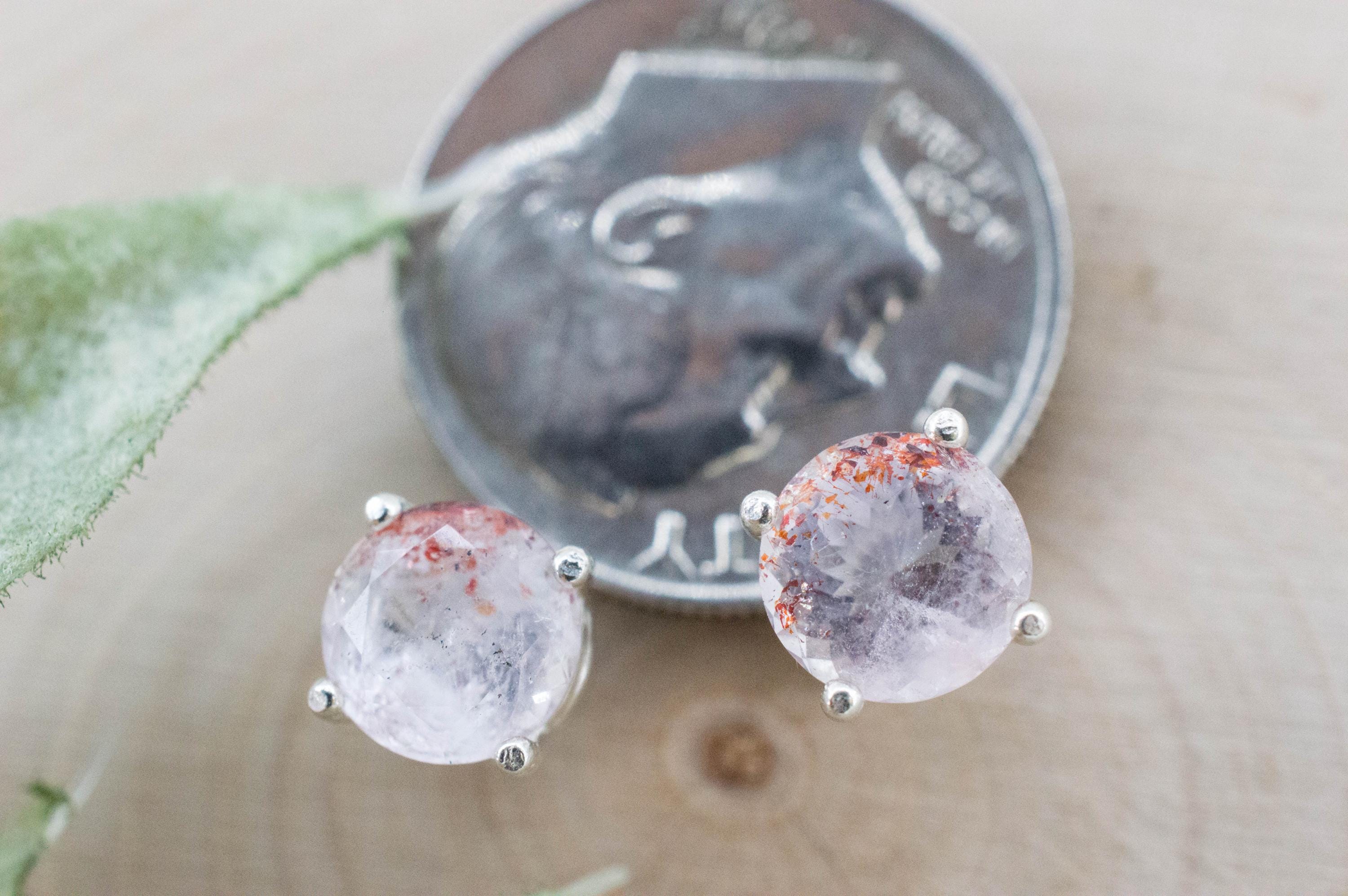 Hematite Quartz Earrings; Natural Untreated Tanzanian Fire and Ice Quartz; 1.815cts - Mark Oliver Gems