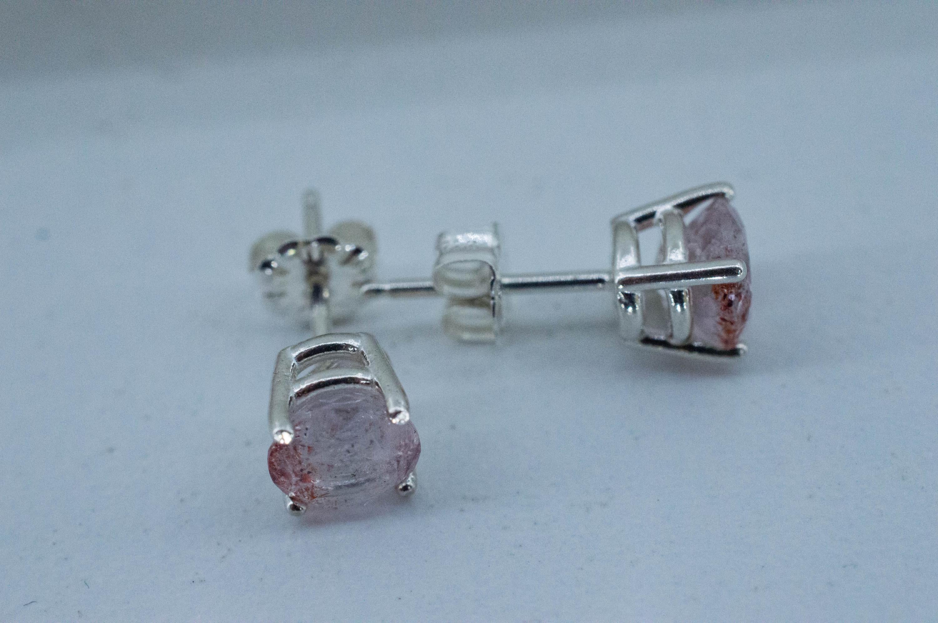 Hematite Quartz Earrings; Natural Untreated Tanzanian Fire and Ice Quartz; 1.815cts - Mark Oliver Gems