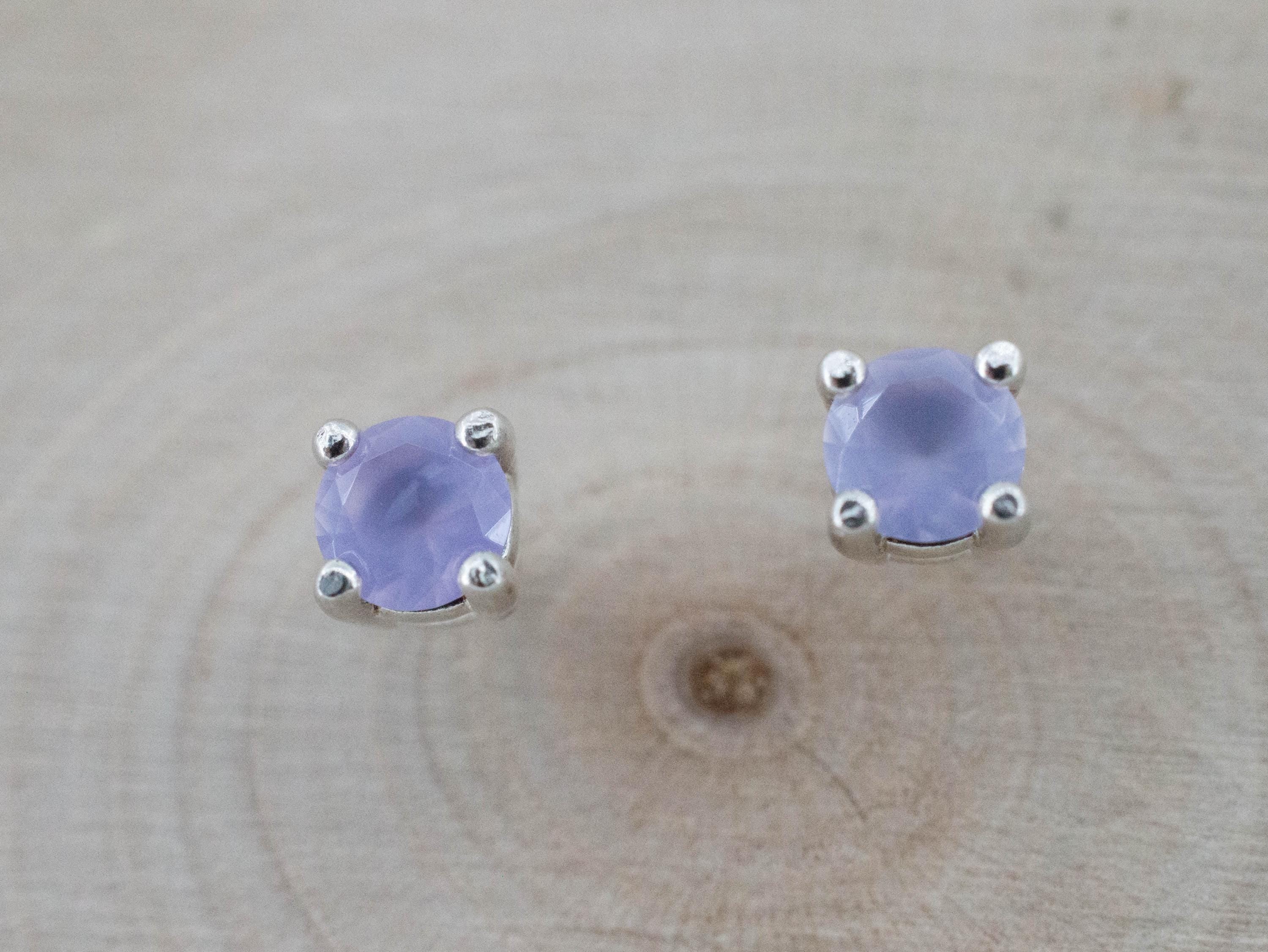 Holly Blue Agate Earrings; Natural Untreated Oregon Holley Agate; 0.400cts - Mark Oliver Gems