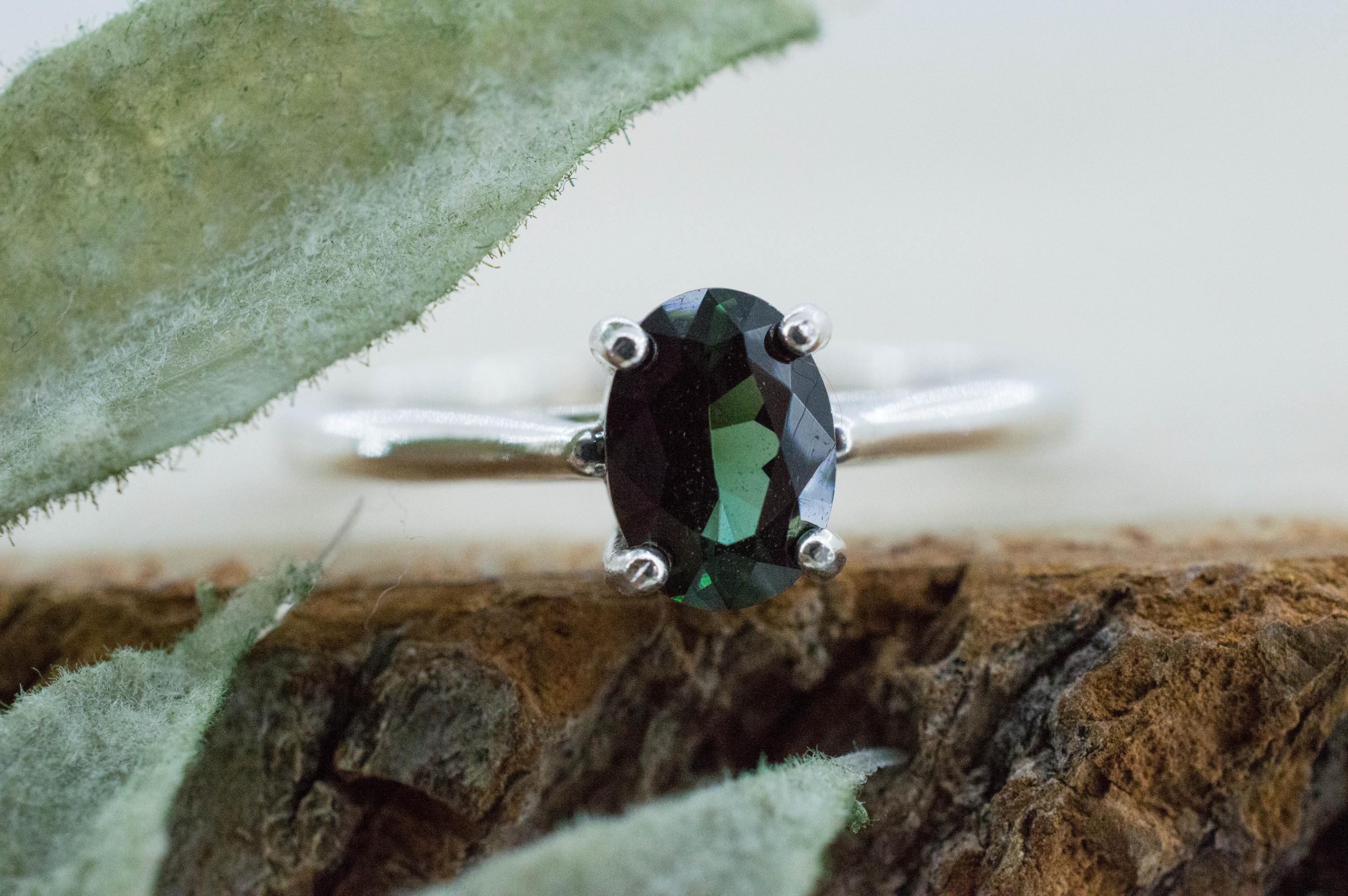 Teal Tourmaline Ring; Genuine Untreated Brazil Tourmaline; 0.685cts