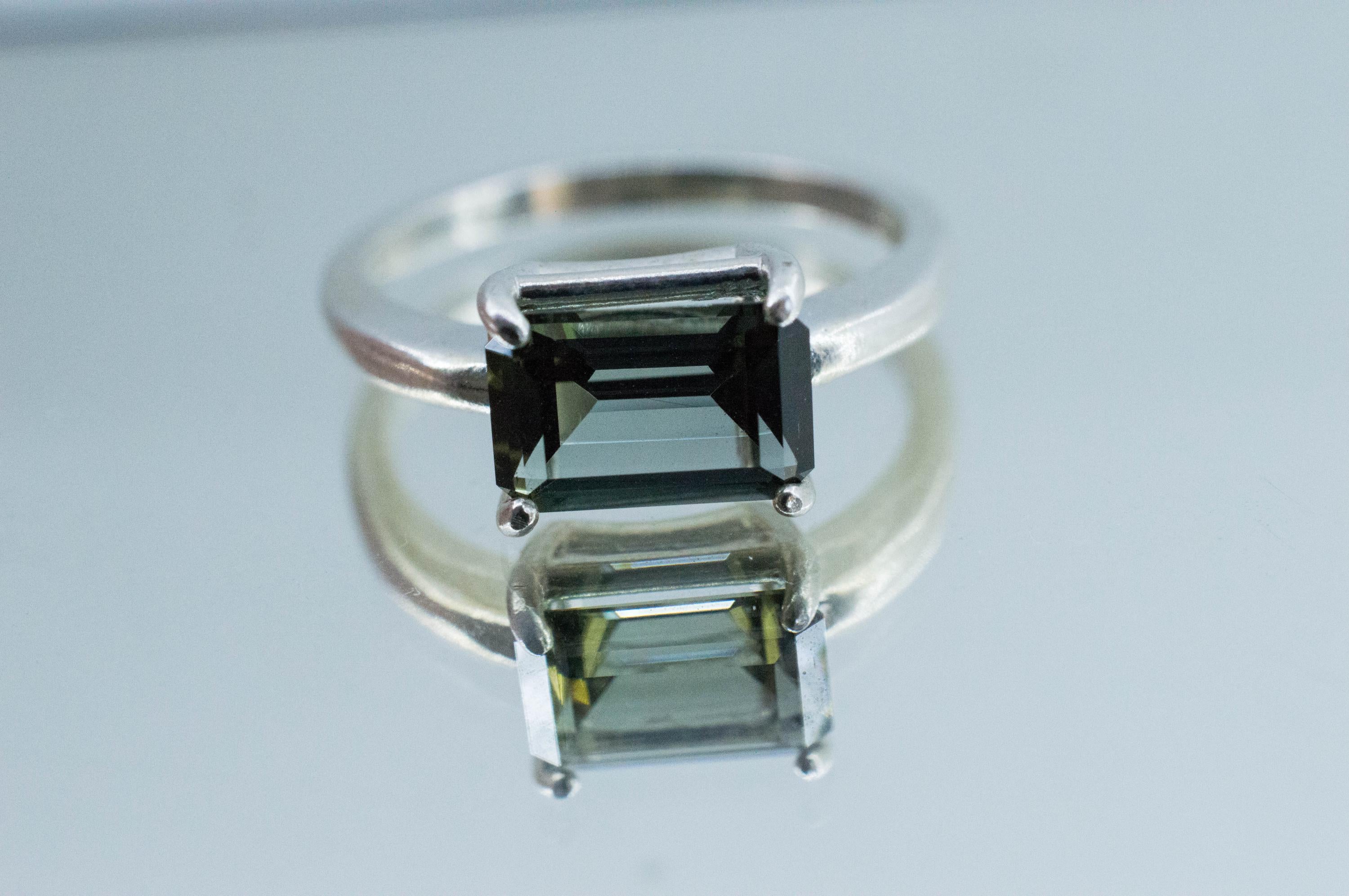 Gray Tourmaline Ring; Genuine Untreated Brazil Tourmaline; 1.750cts