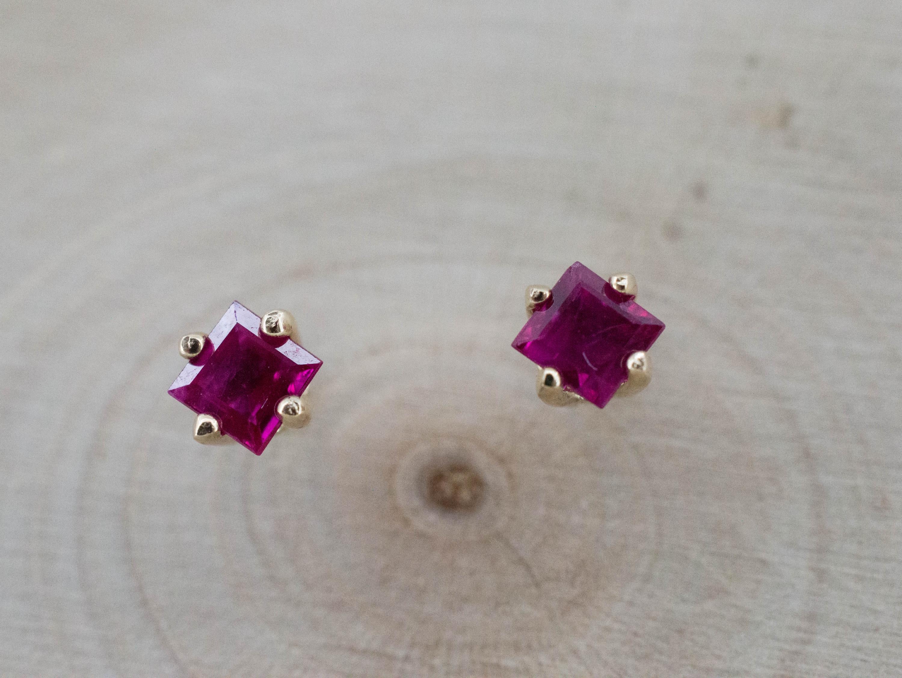 Ruby Earrings; Natural Burma Ruby; 0.585cts - Mark Oliver Gems