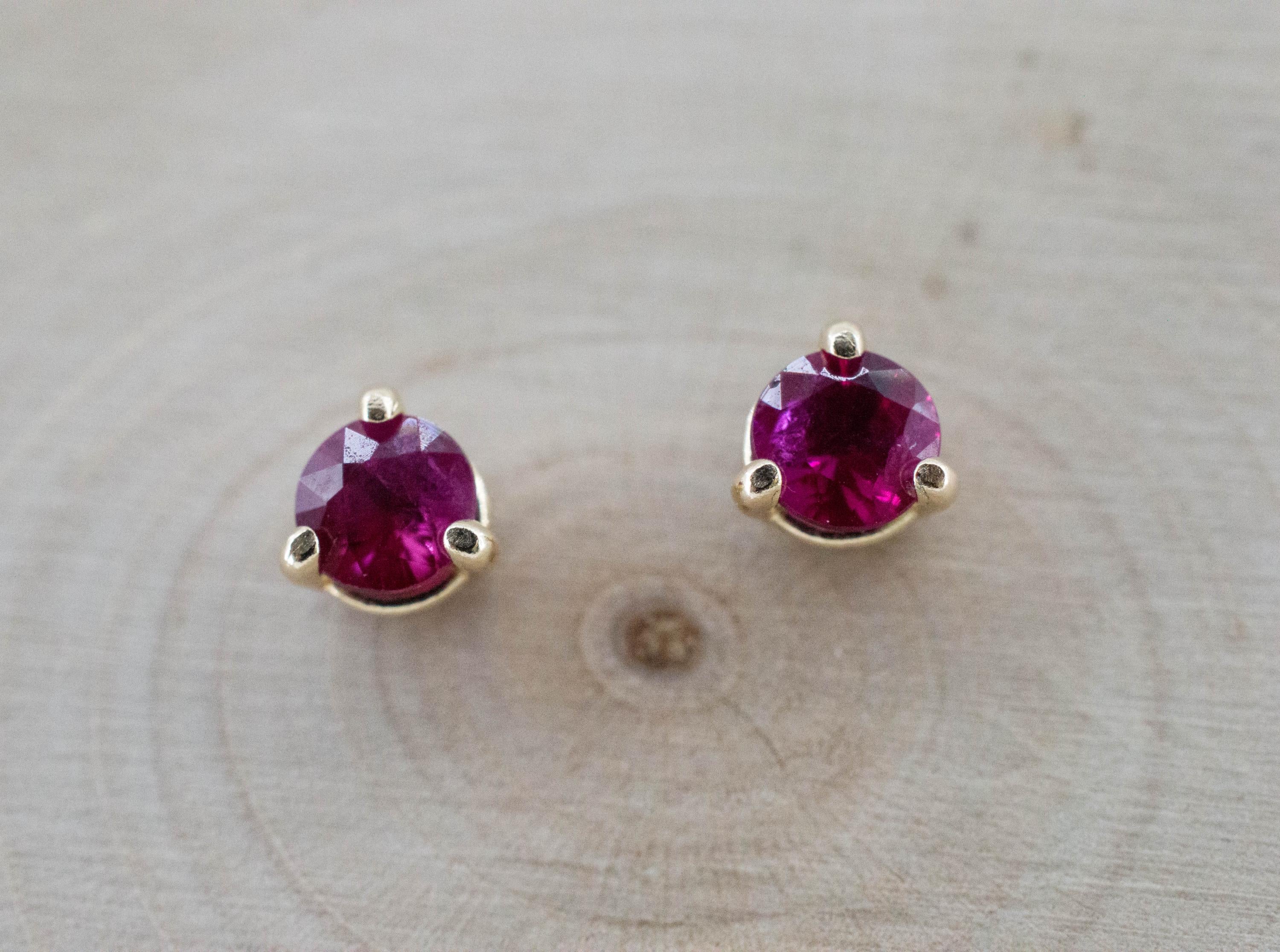 Ruby Earrings; Natural Burma Ruby; 0.770cts - Mark Oliver Gems