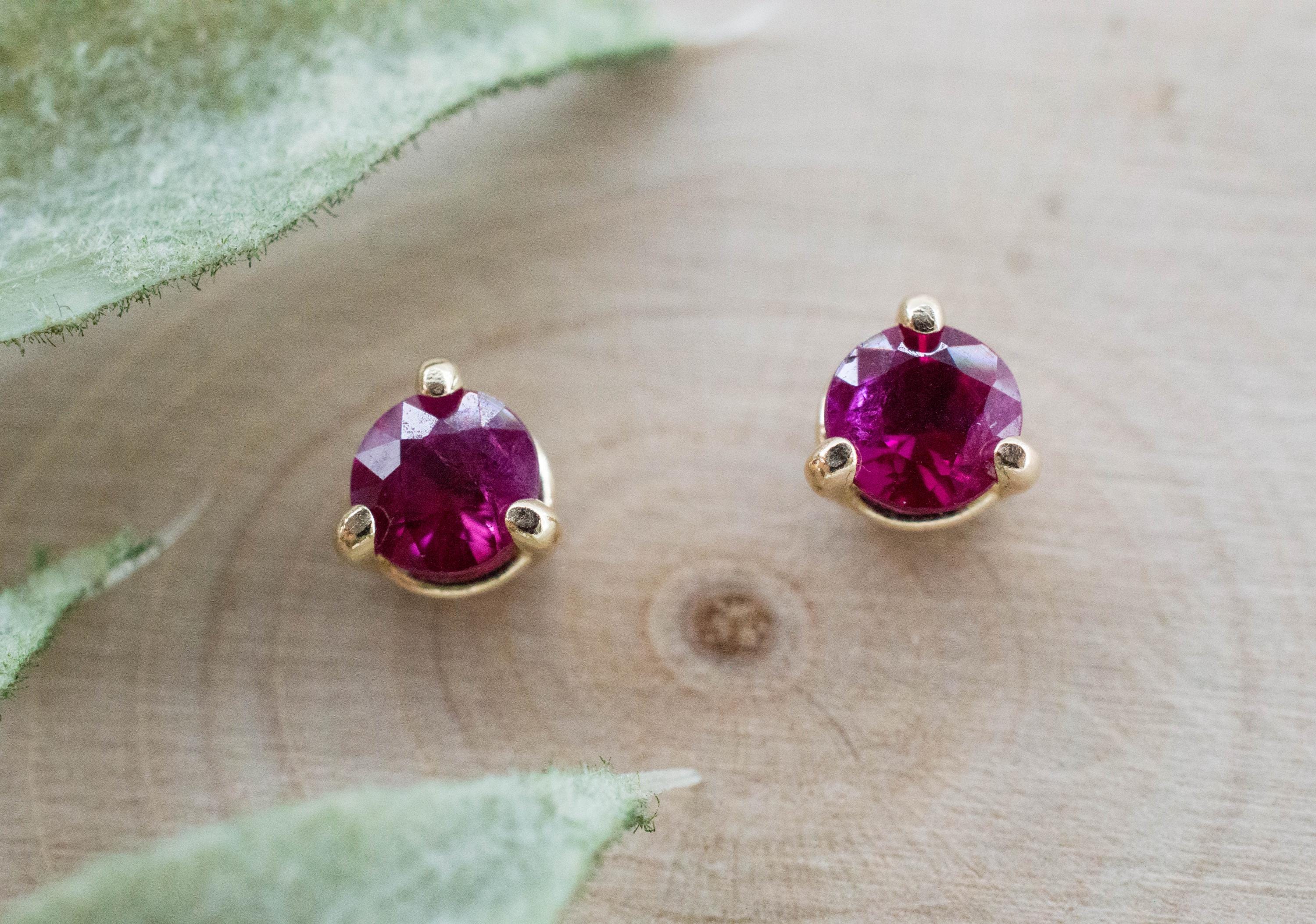Ruby Earrings; Natural Burma Ruby; 0.770cts - Mark Oliver Gems