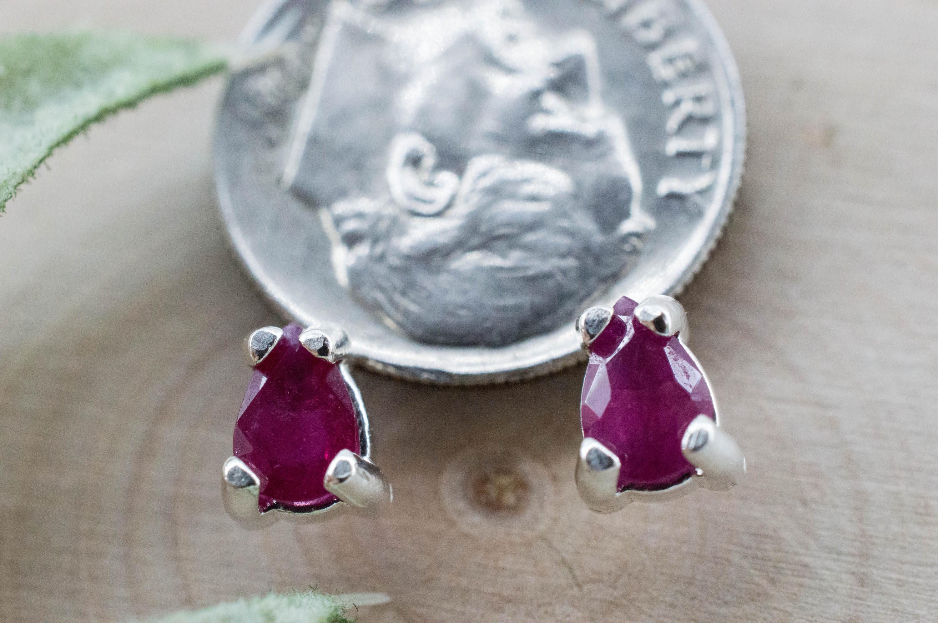 Ruby Earrings; Natural India Ruby; 0.660cts - Mark Oliver Gems