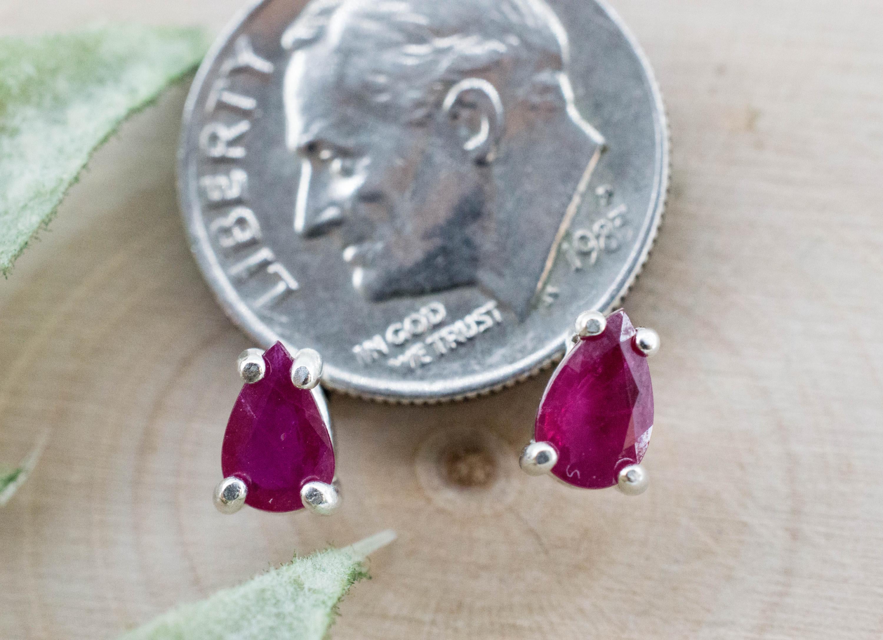 Ruby Earrings; Natural India Ruby; 0.765cts - Mark Oliver Gems