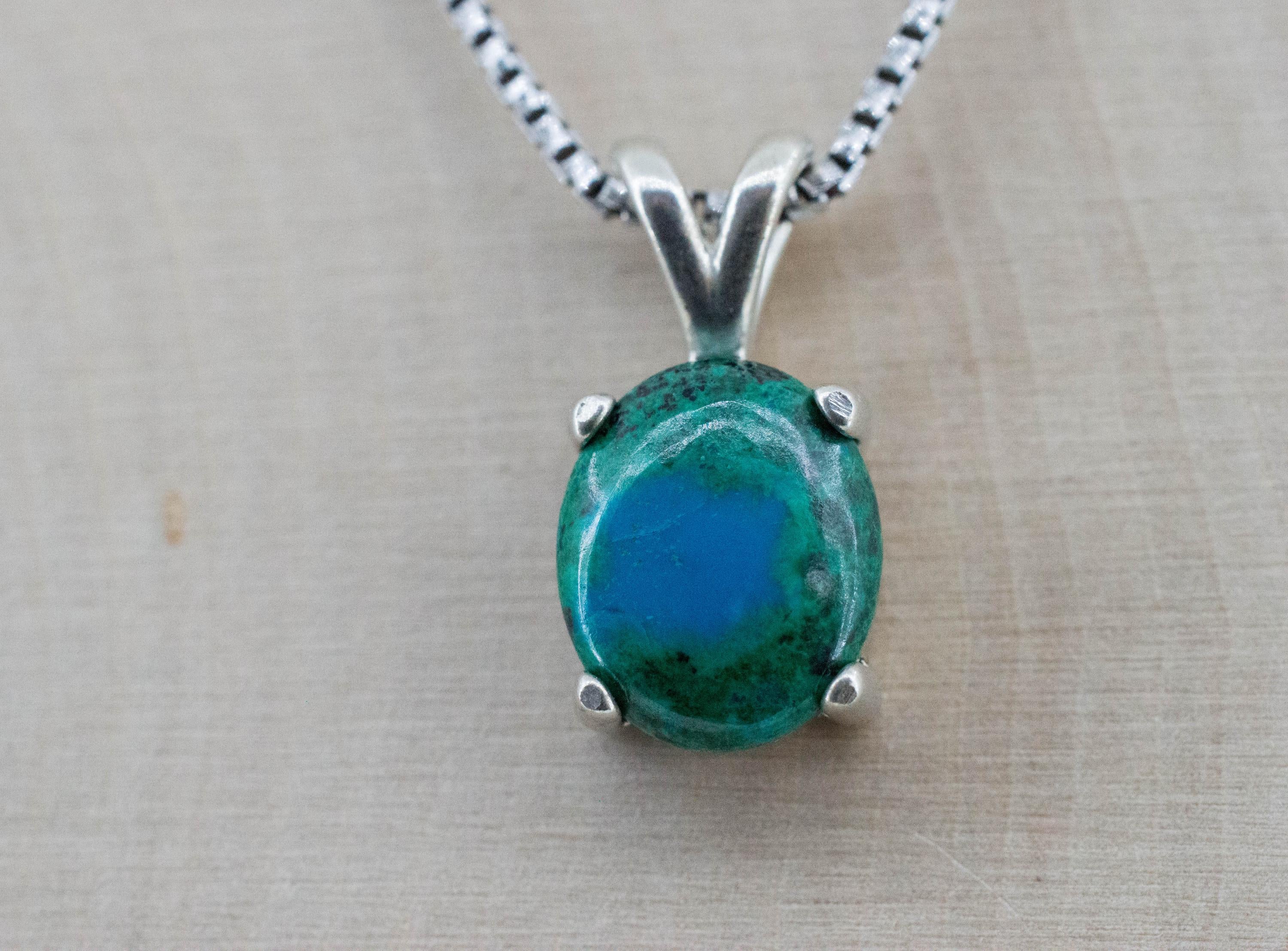 Chrysocolla Pendant; Natural Untreated Arizona Inspiration Mine Chrysocolla; 3.900cts - Mark Oliver Gems