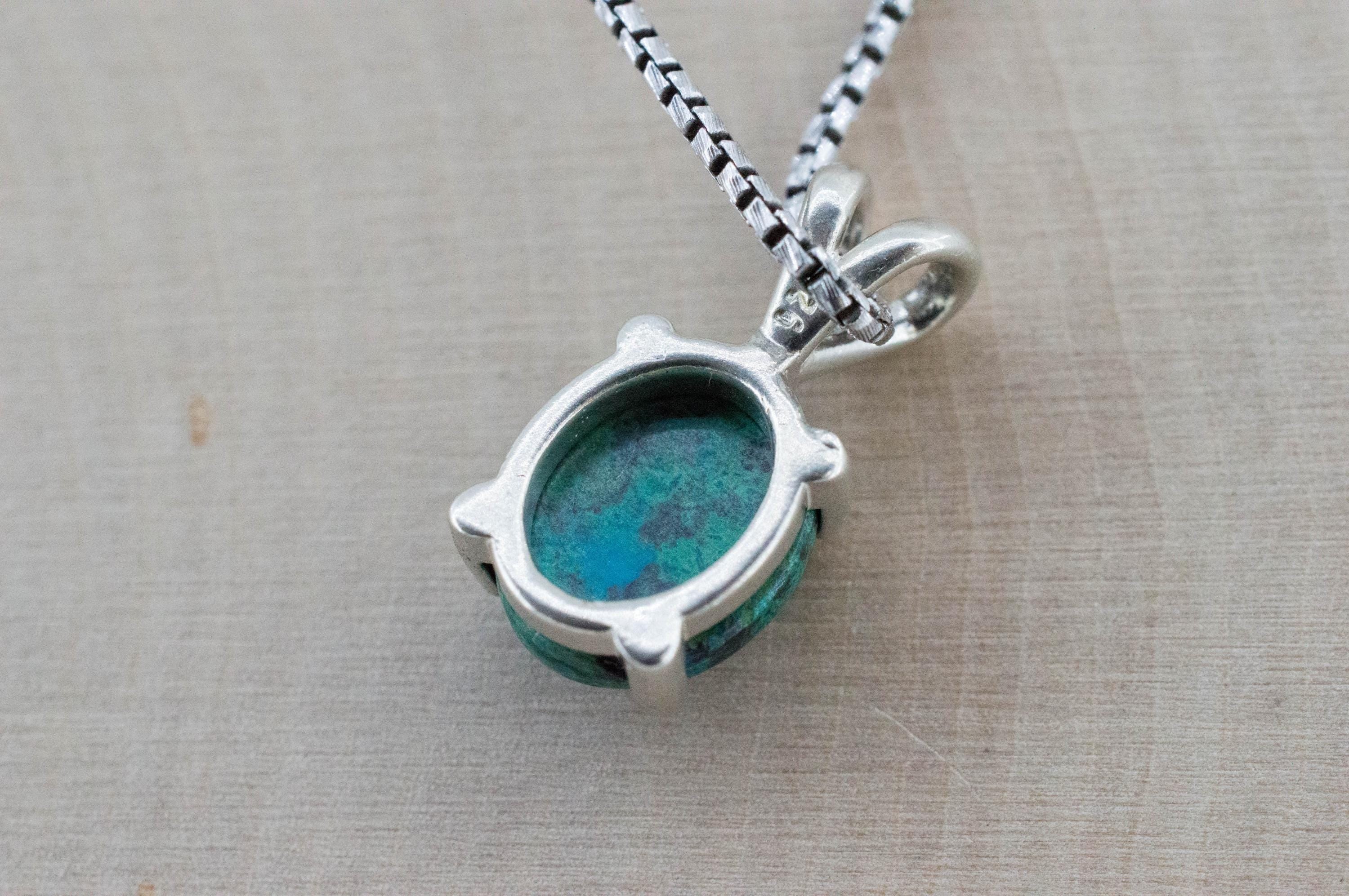 Chrysocolla Pendant; Natural Untreated Arizona Inspiration Mine Chrysocolla; 3.900cts - Mark Oliver Gems