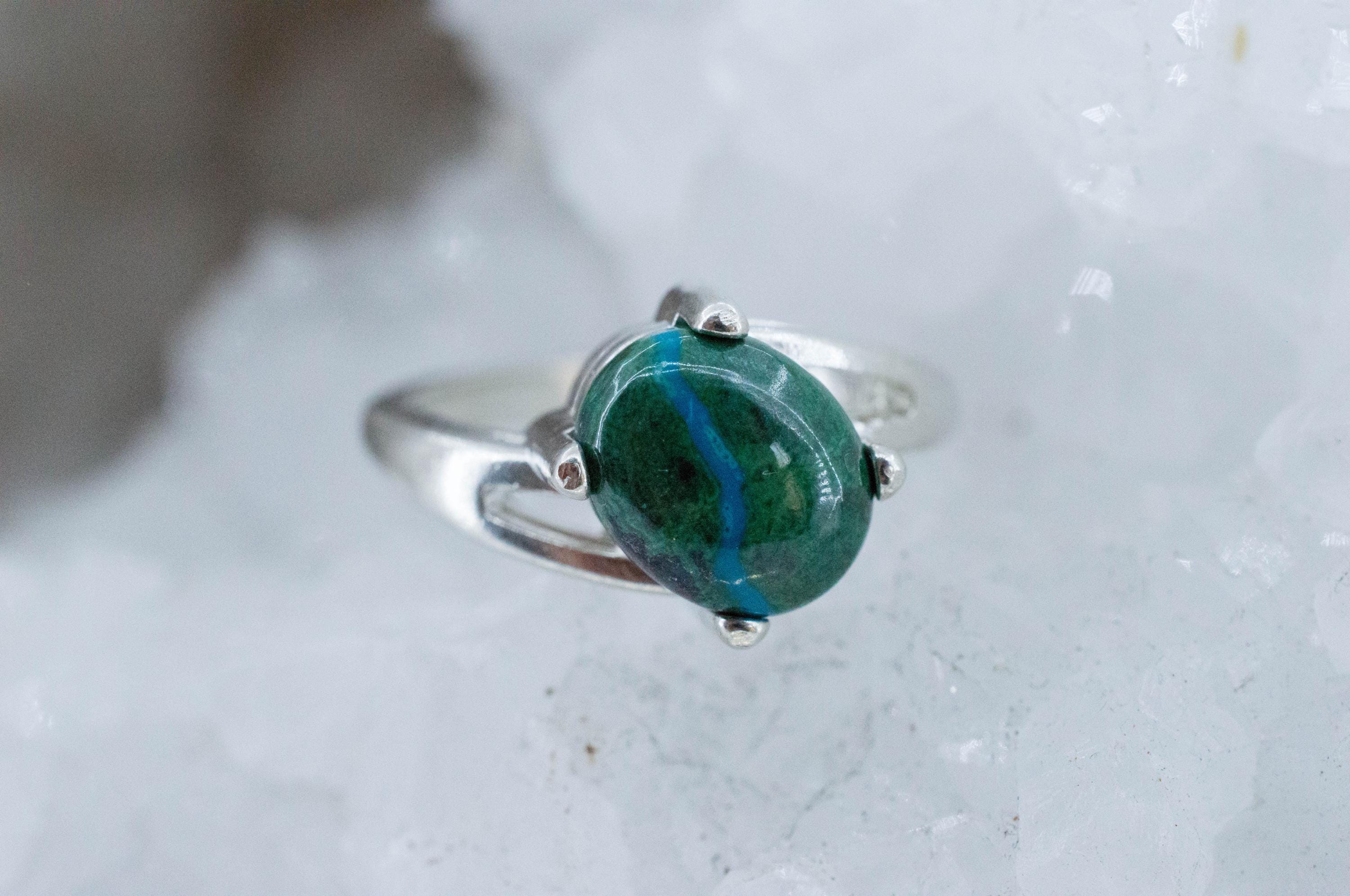 Chrysocolla Ring; Natural Untreated Arizona Inspiration Mine Chrysocolla; 3.520cts - Mark Oliver Gems