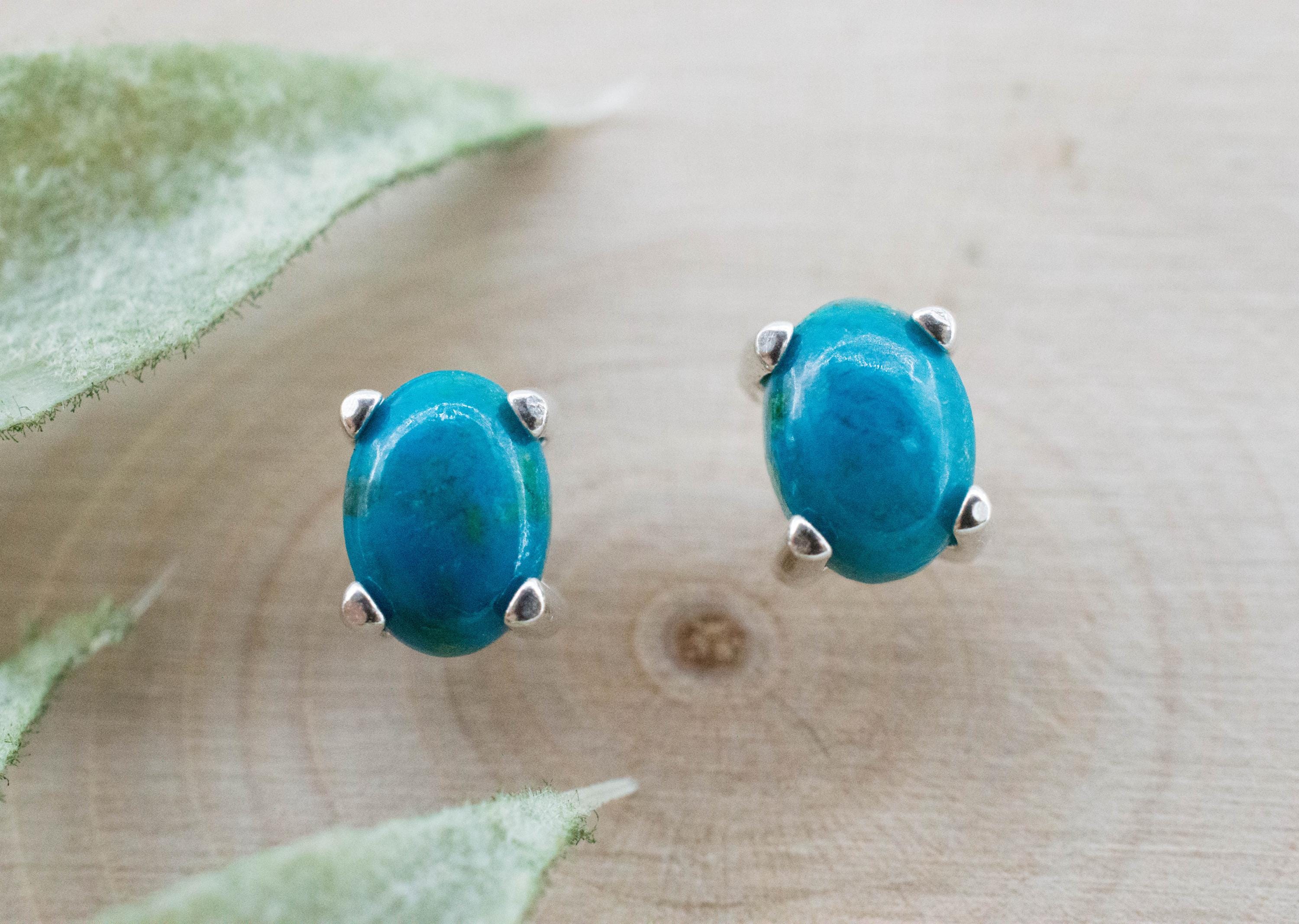 Chrysocolla Earrings; Natural Untreated Arizona Inspiration Mine Chrysocolla; 1.670cts - Mark Oliver Gems